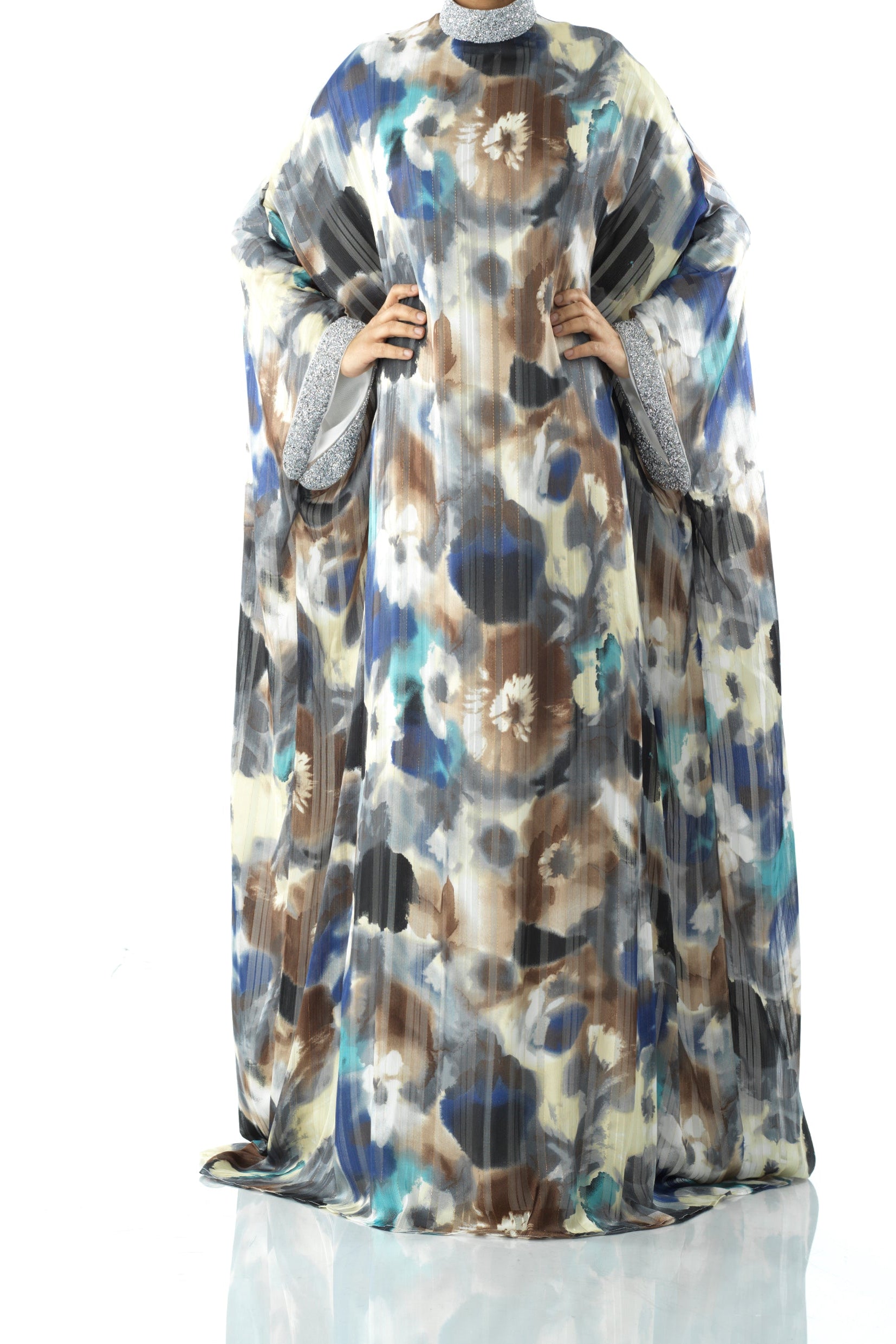 Zohra Earth tone silk chiffon kaftan abaya Kabayare