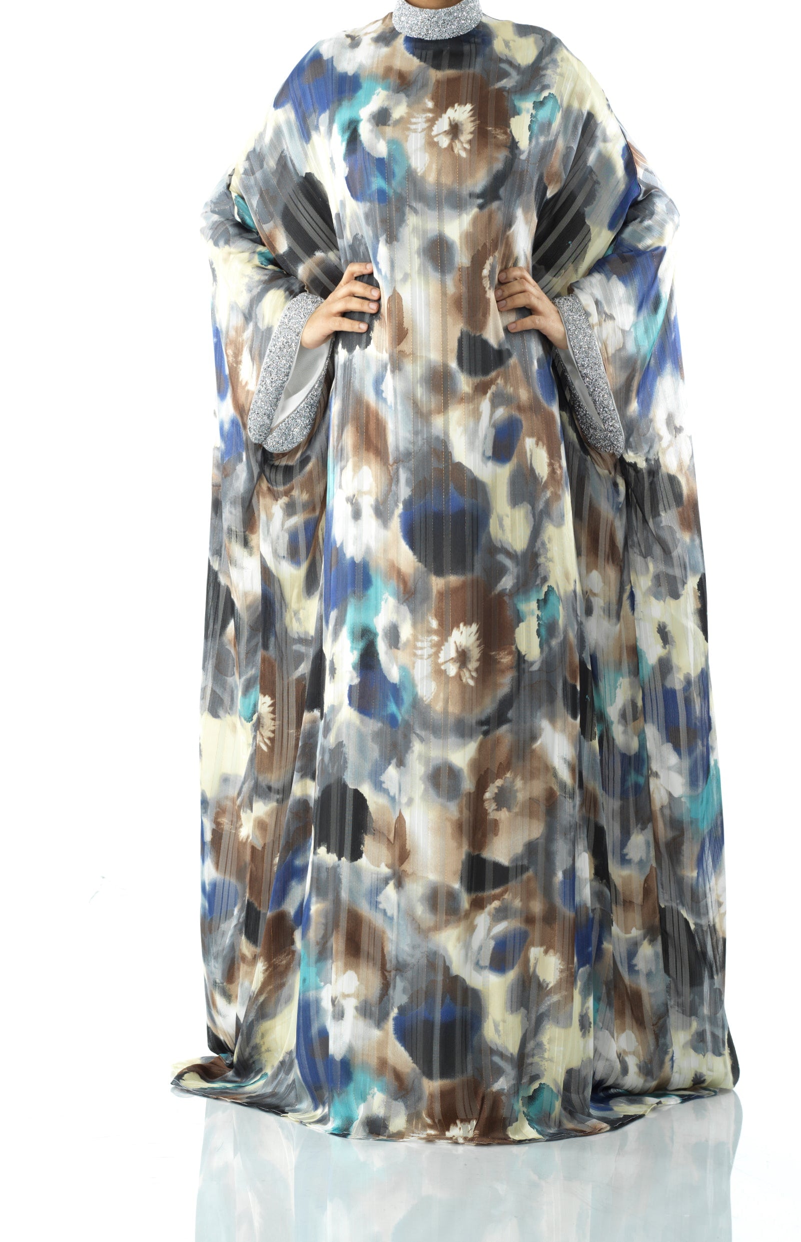 Zohra Earth tone silk chiffon kaftan abaya Kabayare