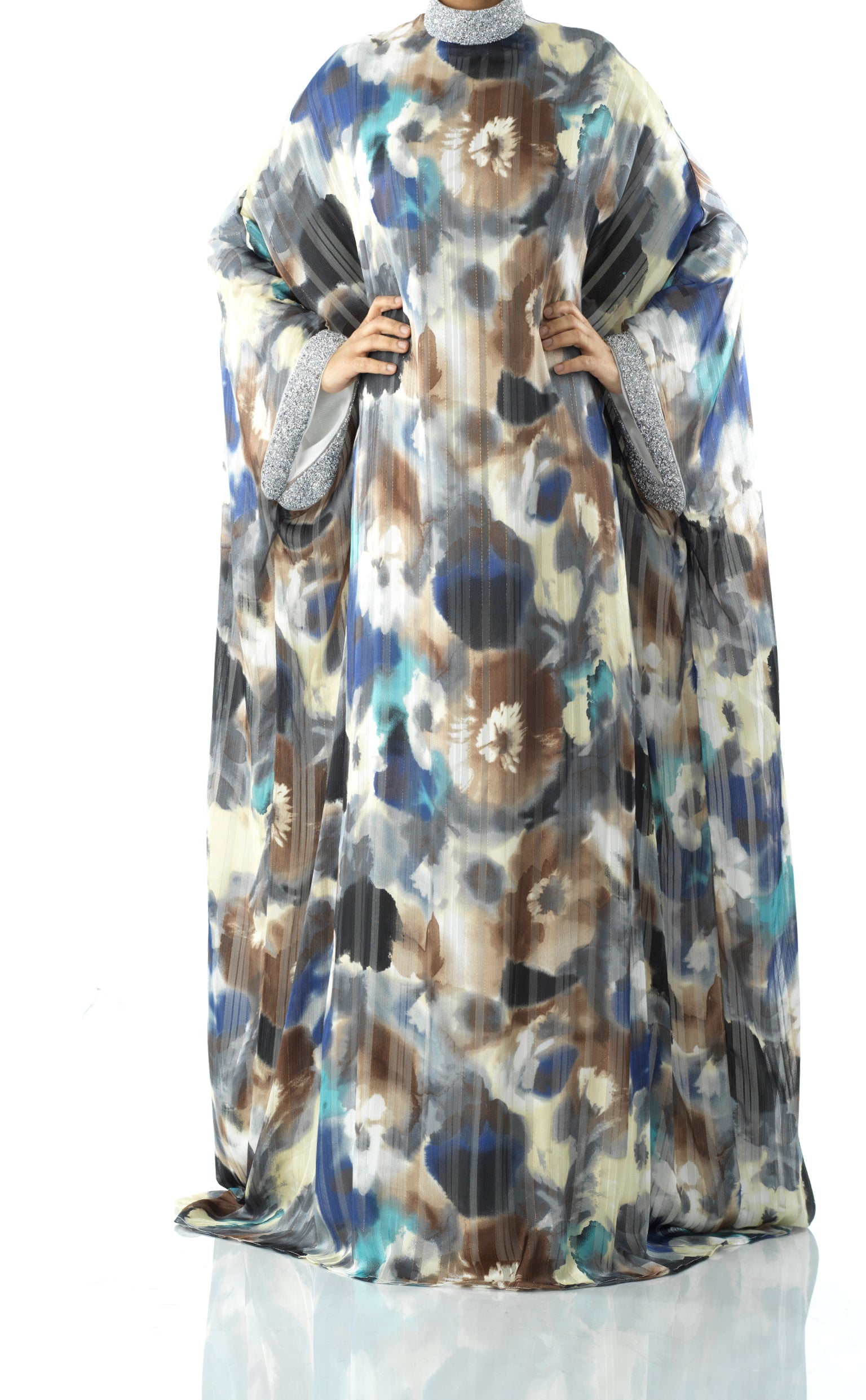 Zohra Earth tone silk chiffon kaftan abaya Kabayare