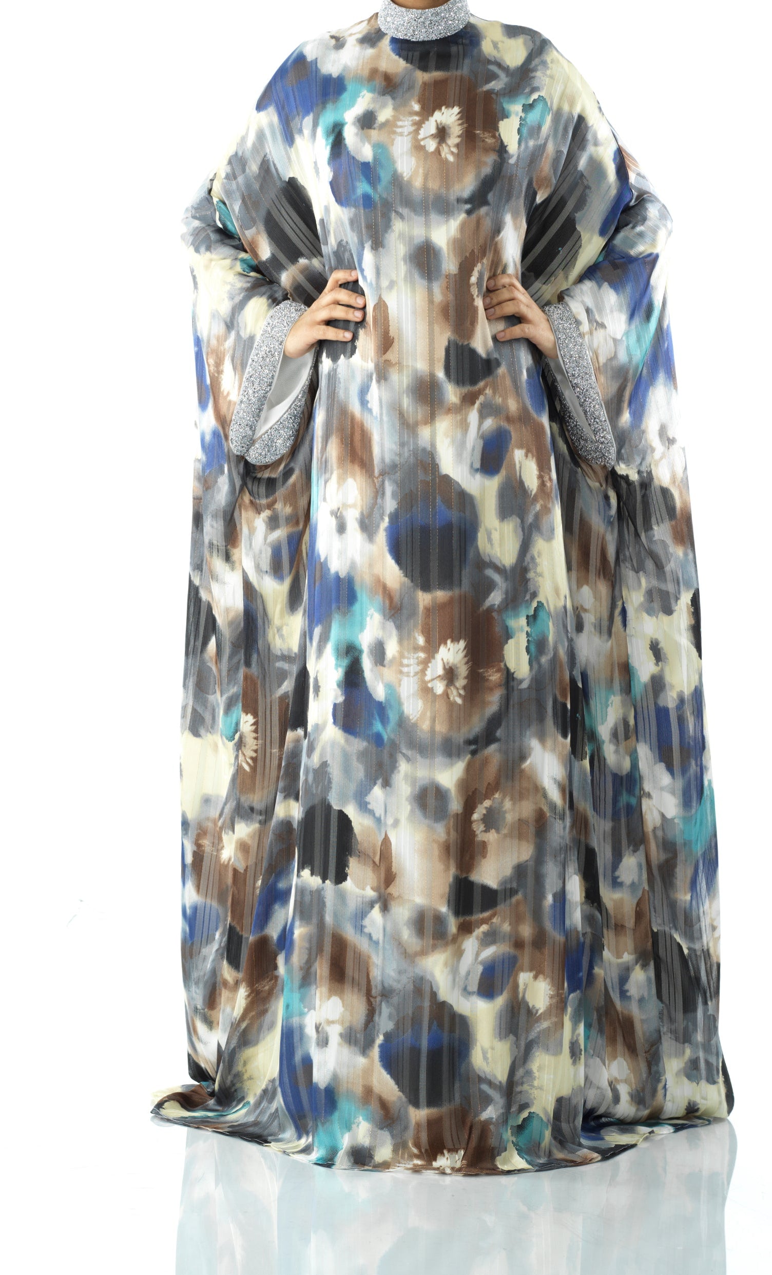 Zohra Earth tone silk chiffon kaftan abaya Kabayare