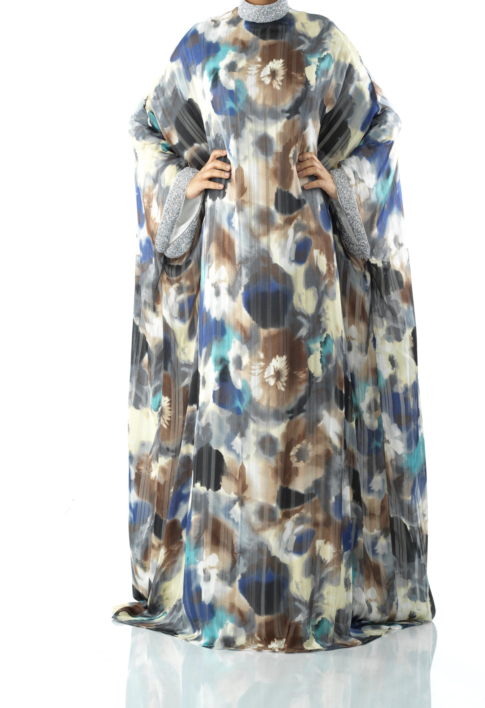 Zohra Earth tone silk chiffon kaftan abaya Kabayare