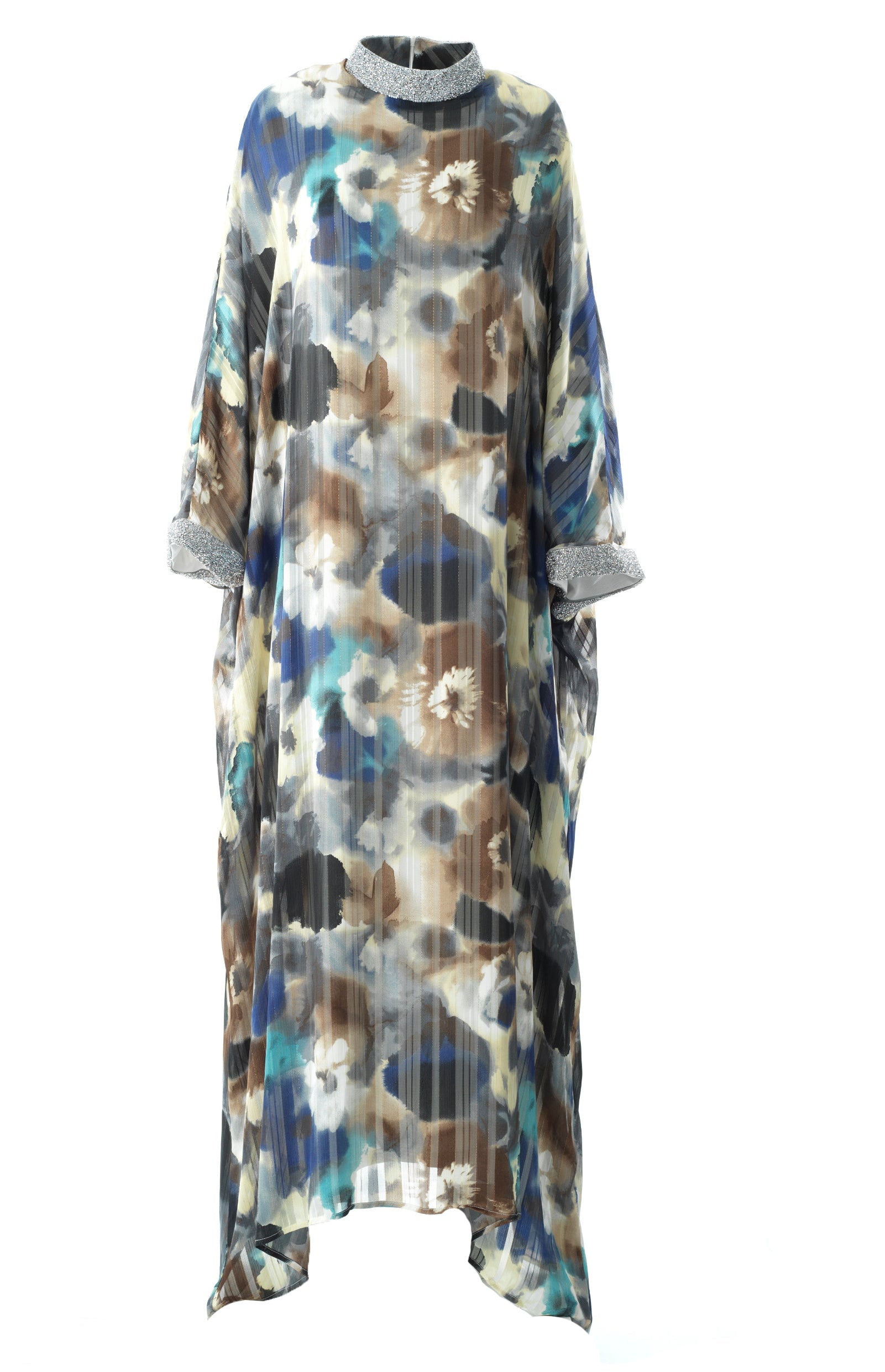 Zohra Earth tone silk chiffon shimmer kaftan abaya Kabayare