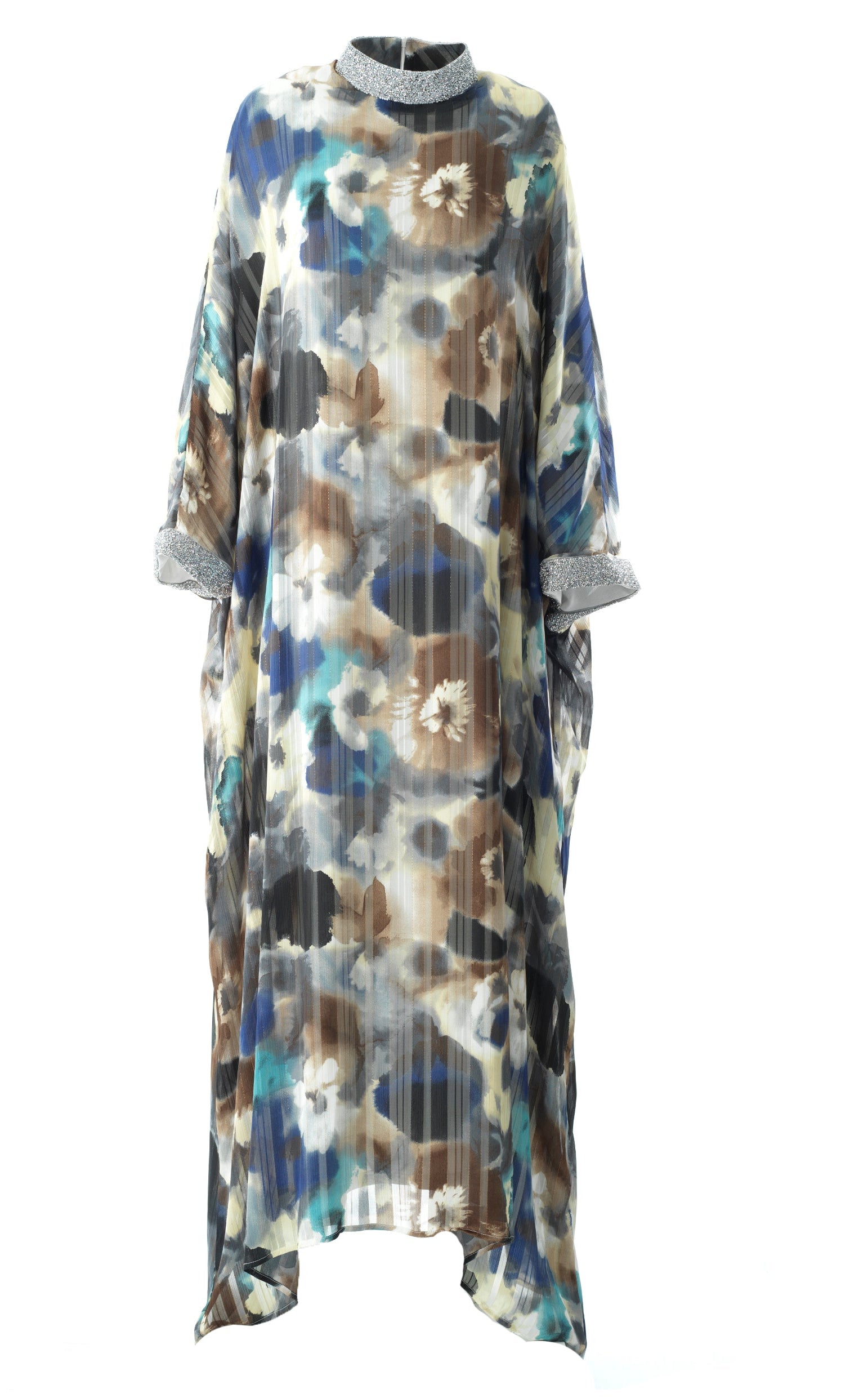 Zohra Earth tone silk chiffon shimmer kaftan abaya Kabayare