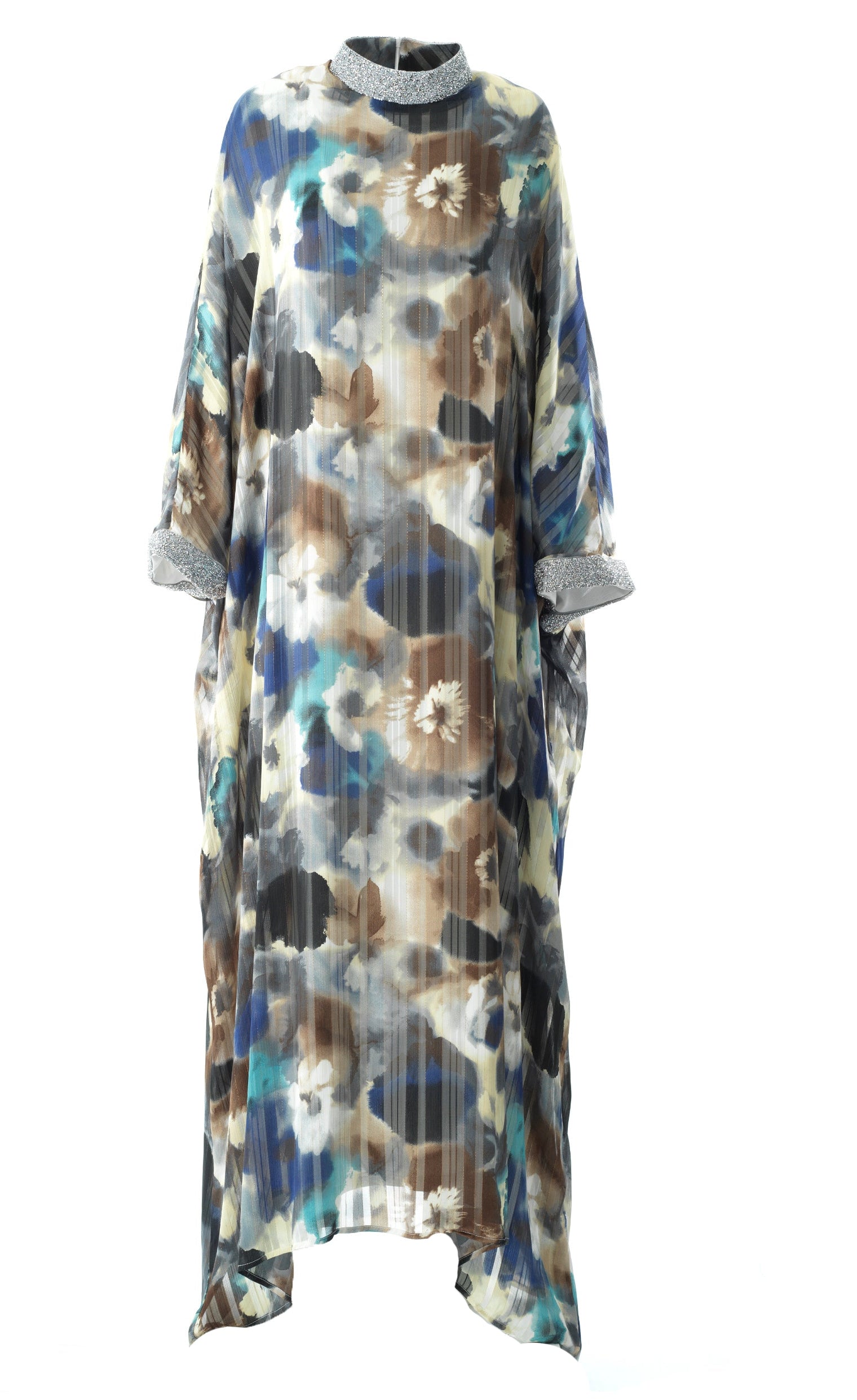 Zohra Earth tone silk chiffon shimmer kaftan abaya Kabayare