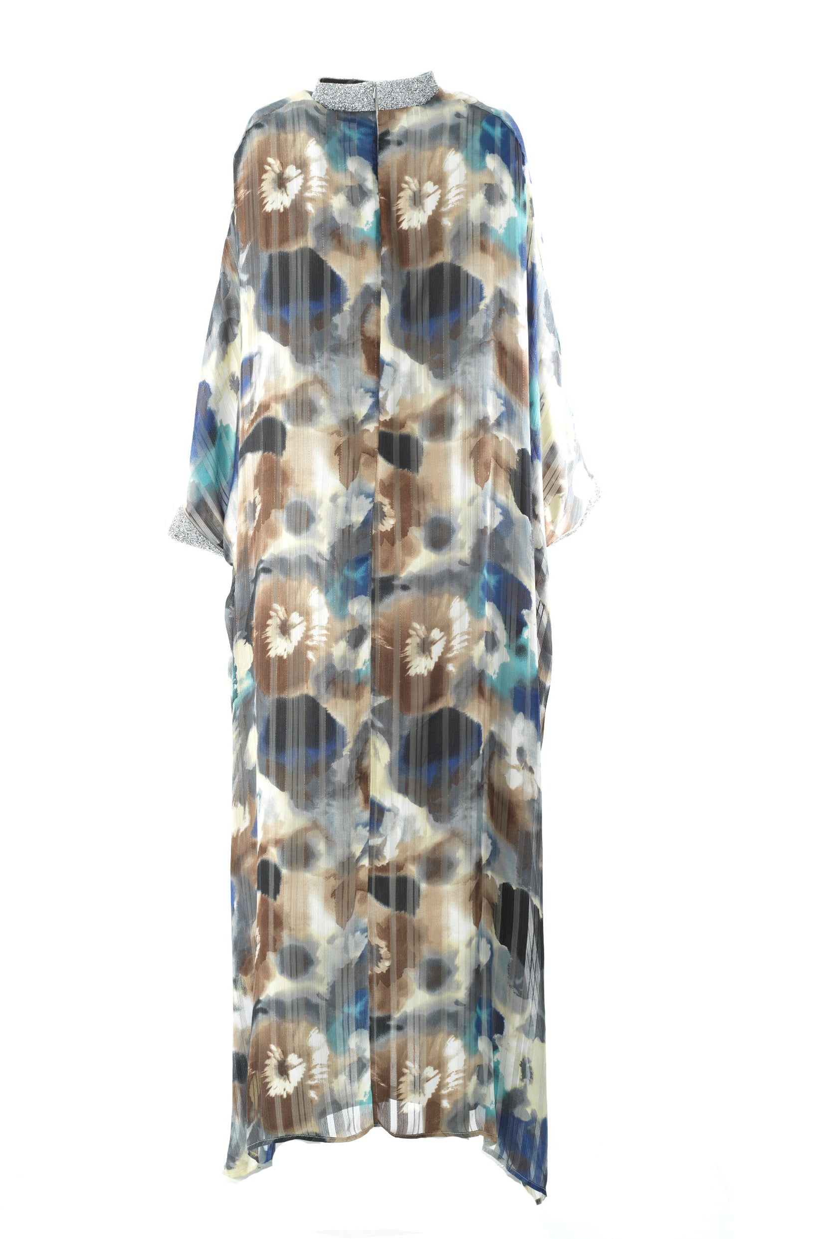 Zohra Earth tone silk chiffon shimmer kaftan abaya Kabayare