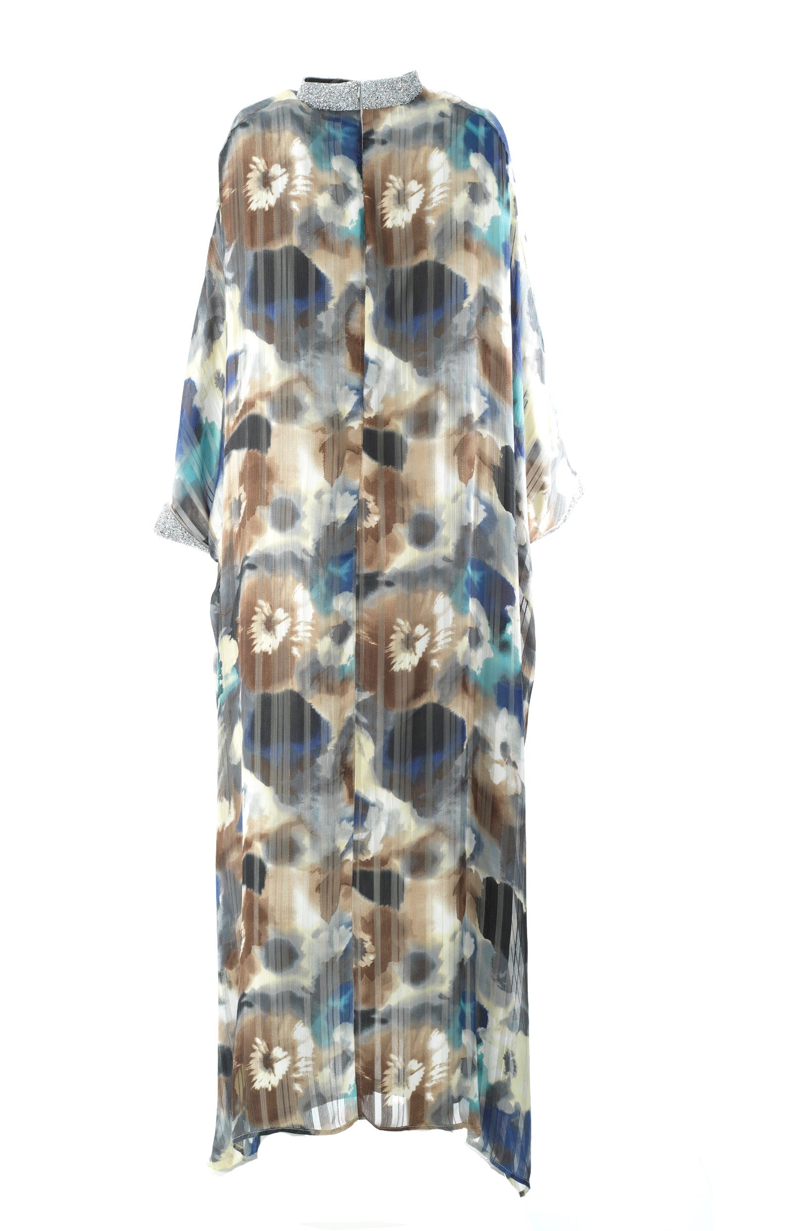 Zohra Earth tone silk chiffon shimmer kaftan abaya Kabayare