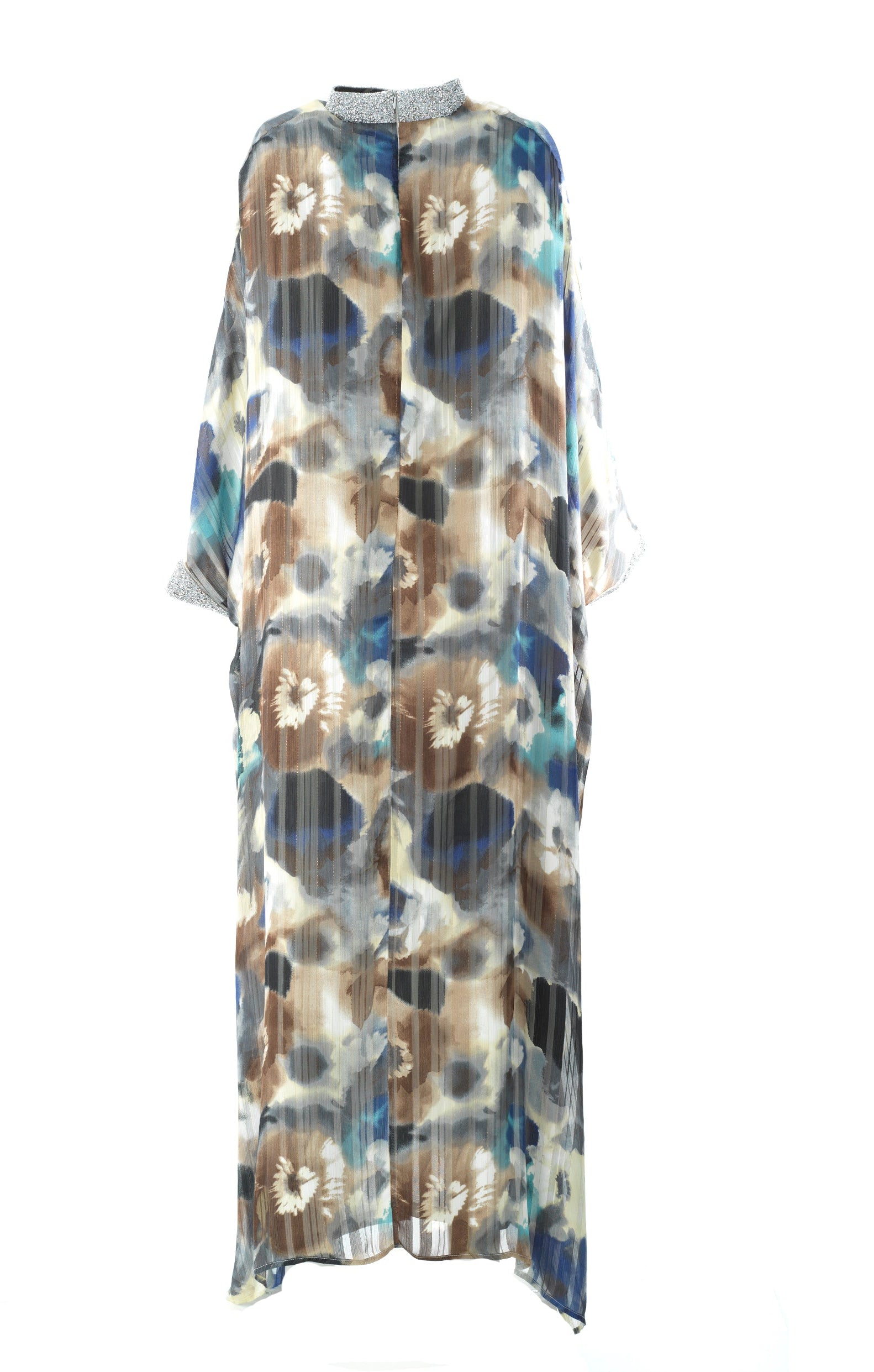 Zohra Earth tone silk chiffon shimmer kaftan abaya Kabayare