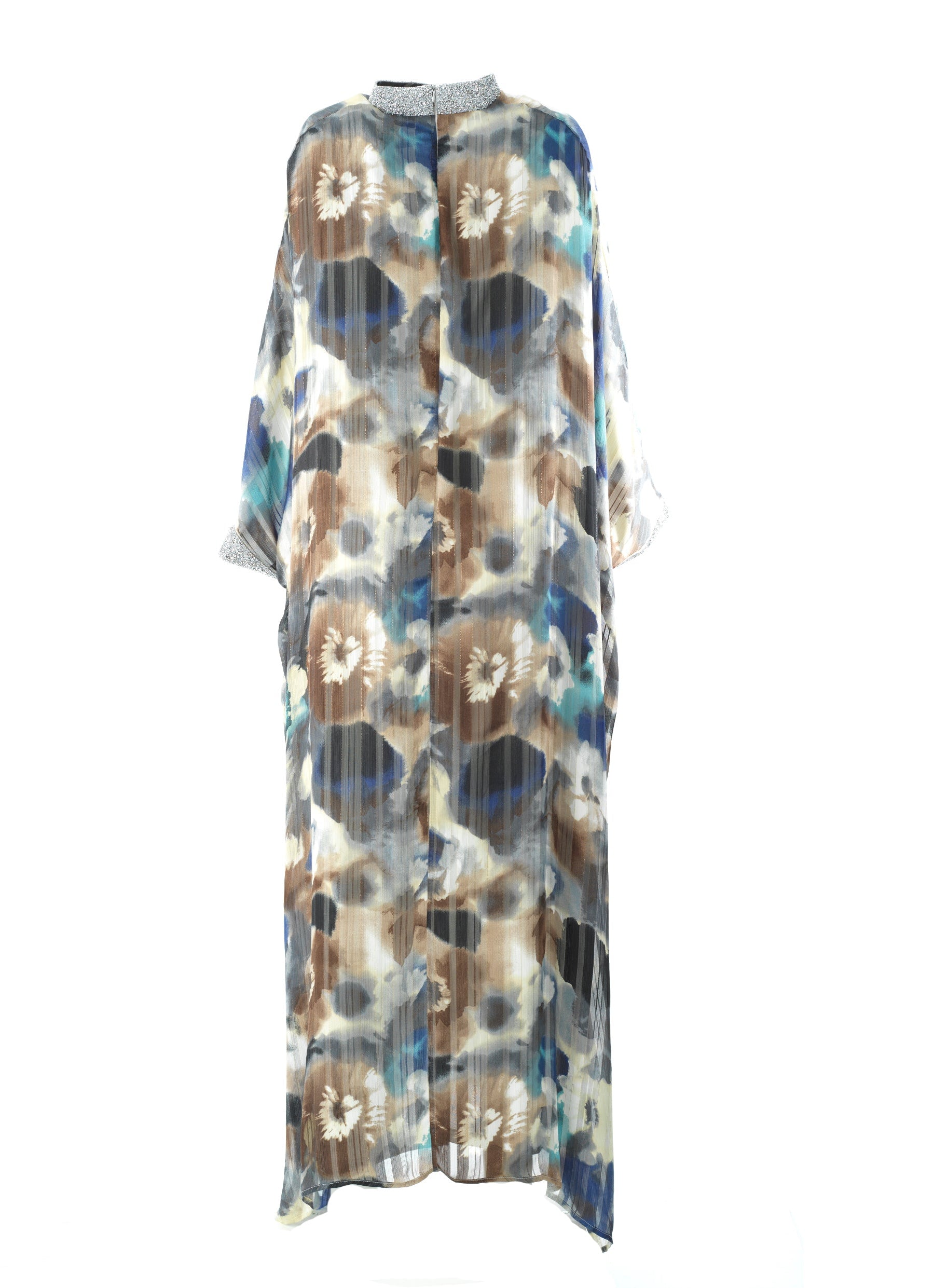 Zohra Earth tone silk chiffon shimmer kaftan abaya Kabayare