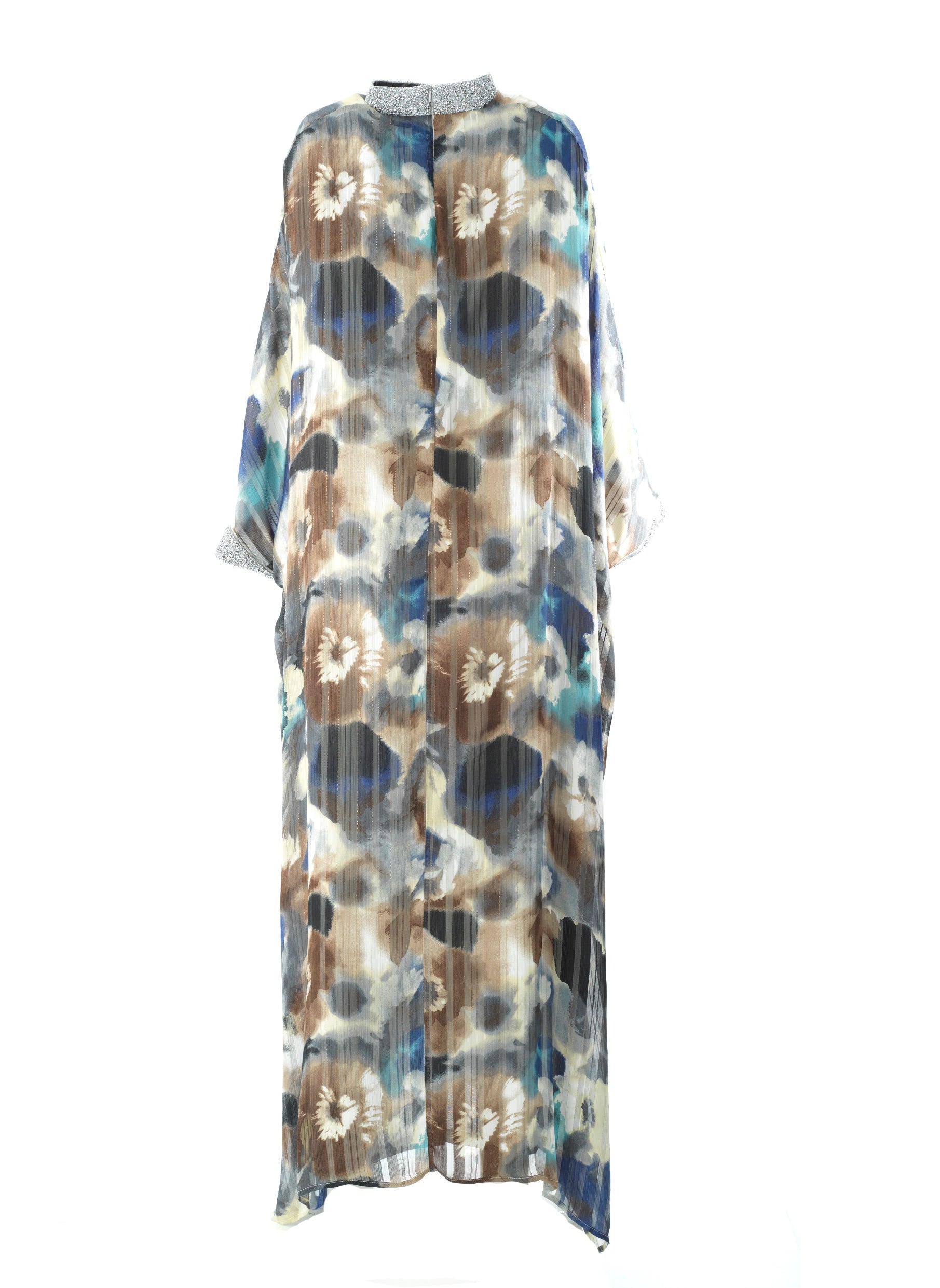 Zohra Earth tone silk chiffon shimmer kaftan abaya Kabayare