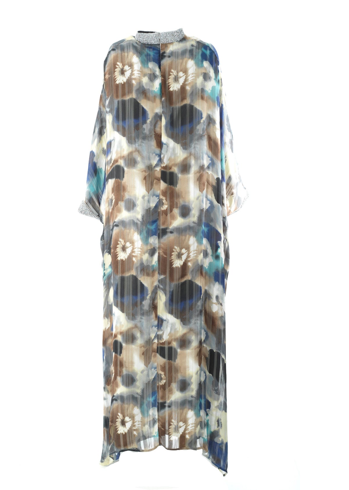 Zohra Earth tone silk chiffon shimmer kaftan abaya Kabayare