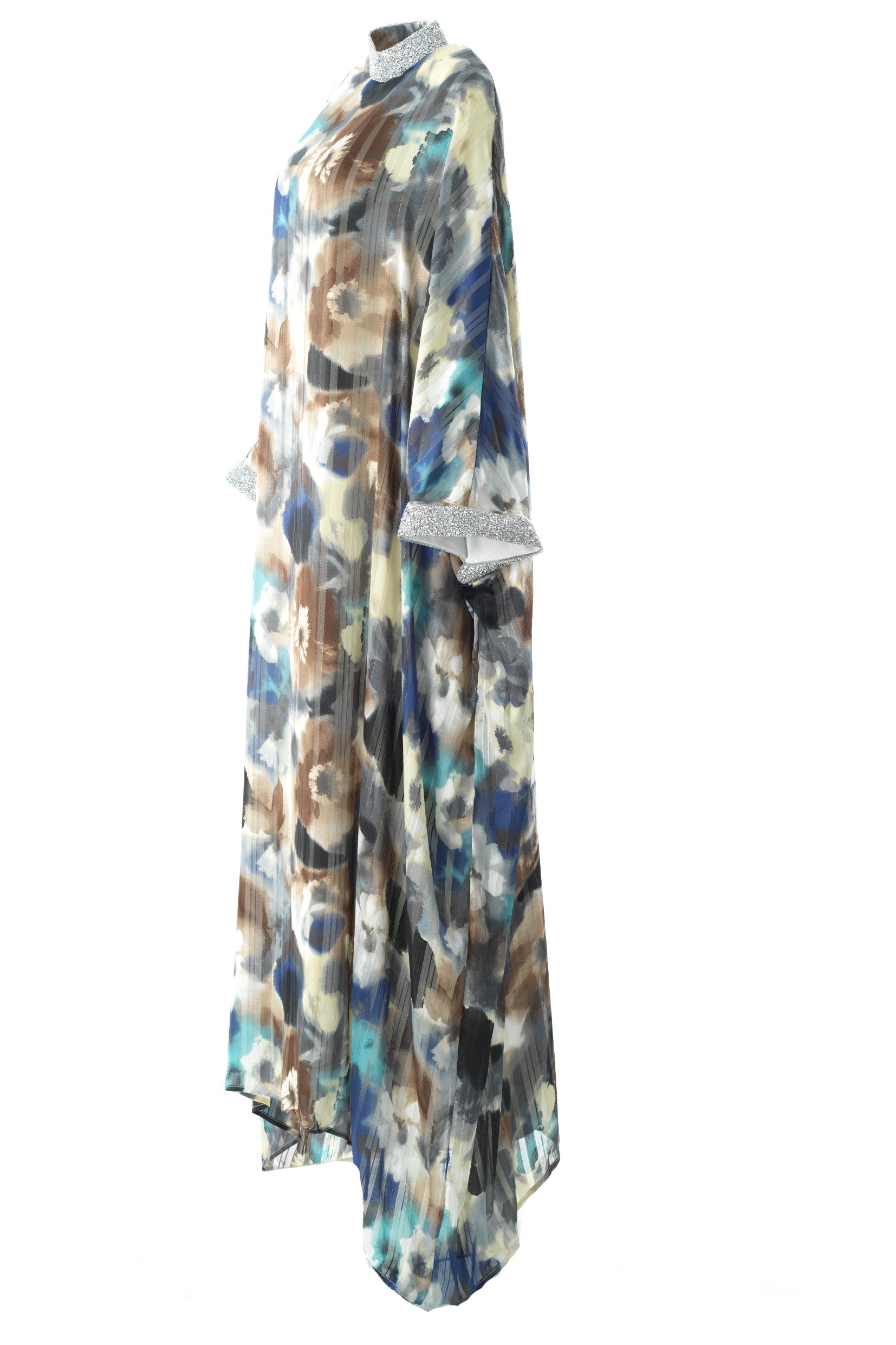 Zohra Earth tone silk chiffon shimmer kaftan abaya Kabayare