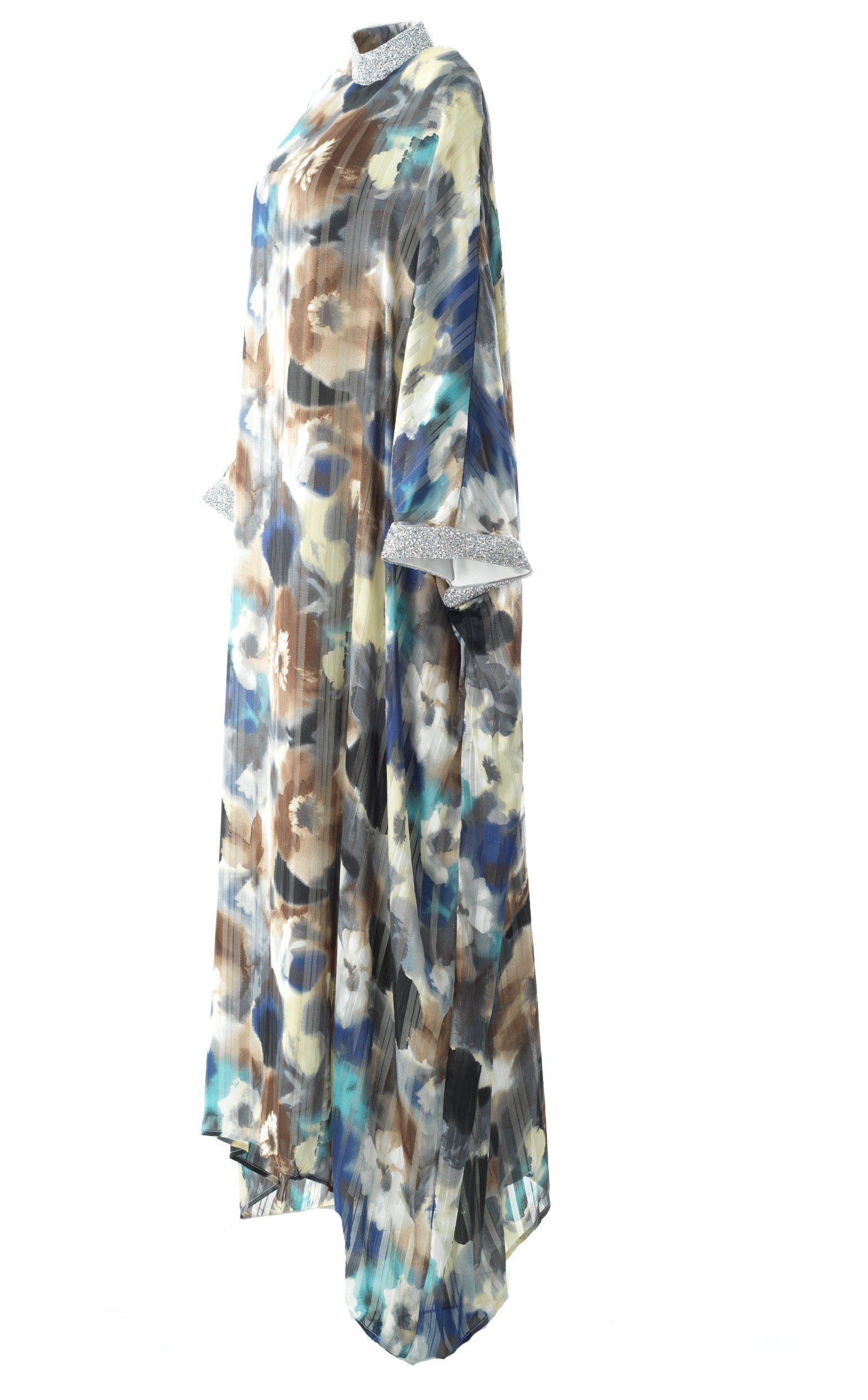 Zohra Earth tone silk chiffon shimmer kaftan abaya Kabayare