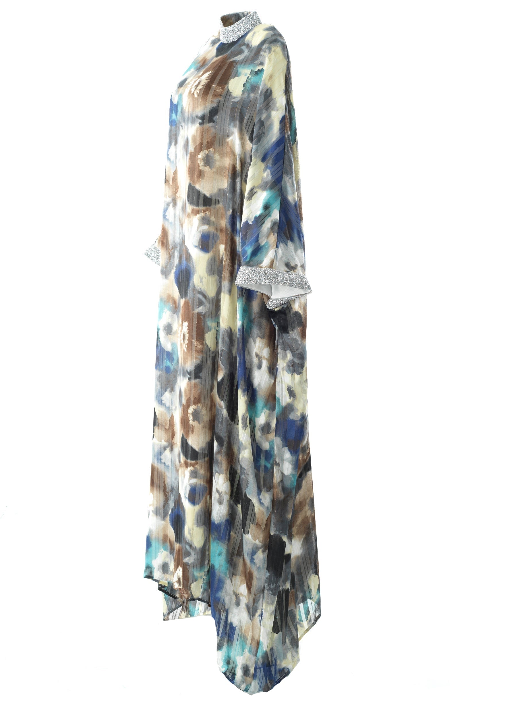 Zohra Earth tone silk chiffon shimmer kaftan abaya Kabayare