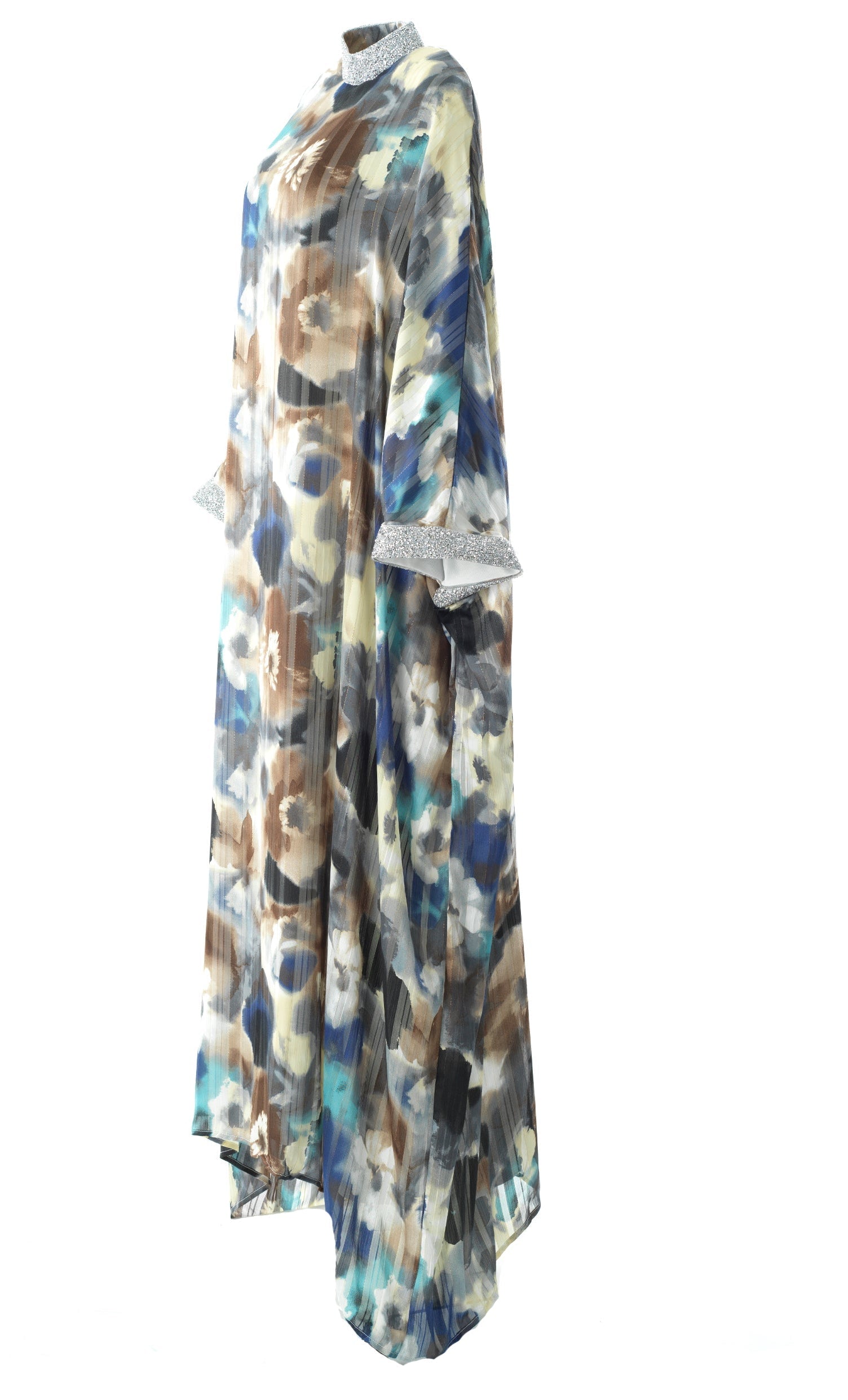 Zohra Earth tone silk chiffon shimmer kaftan abaya Kabayare