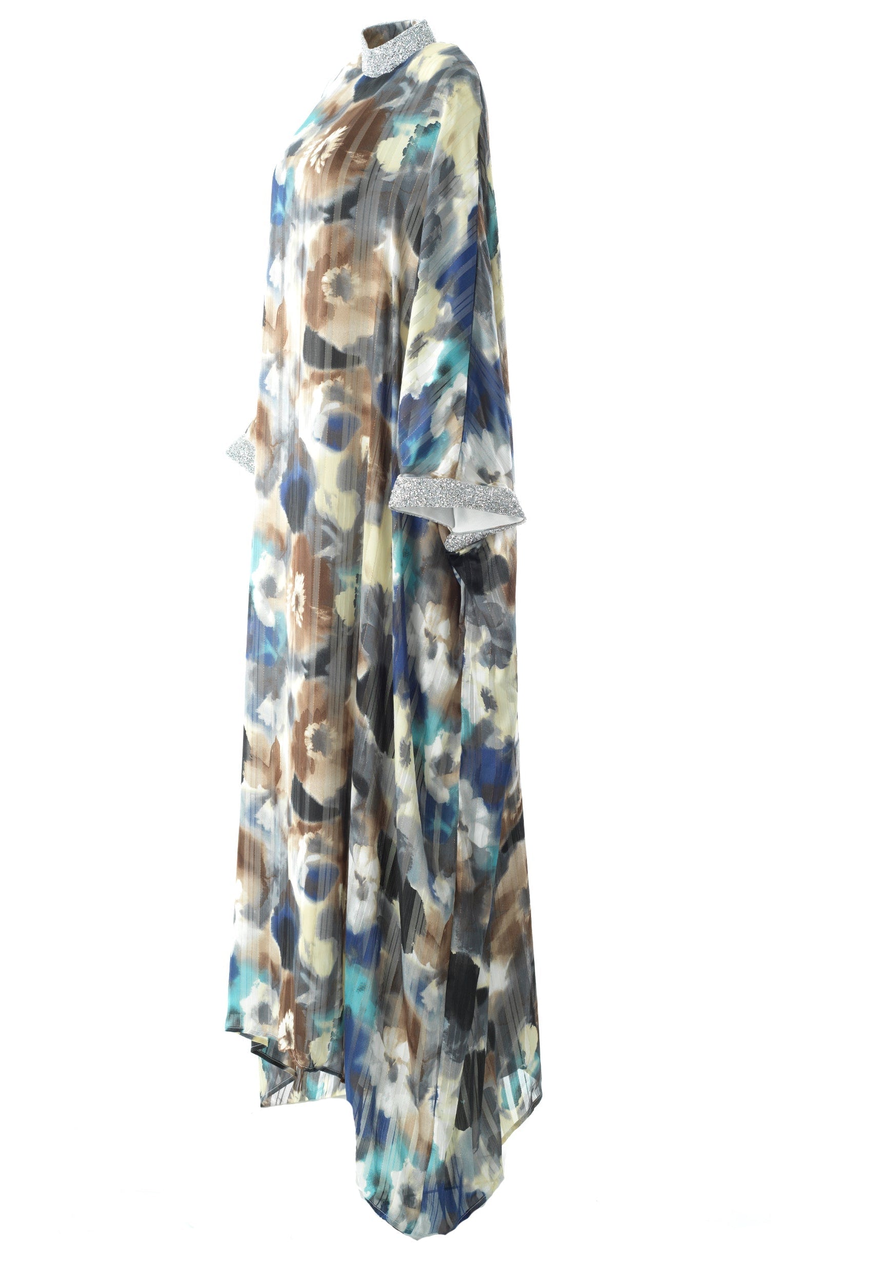 Zohra Earth tone silk chiffon shimmer kaftan abaya Kabayare