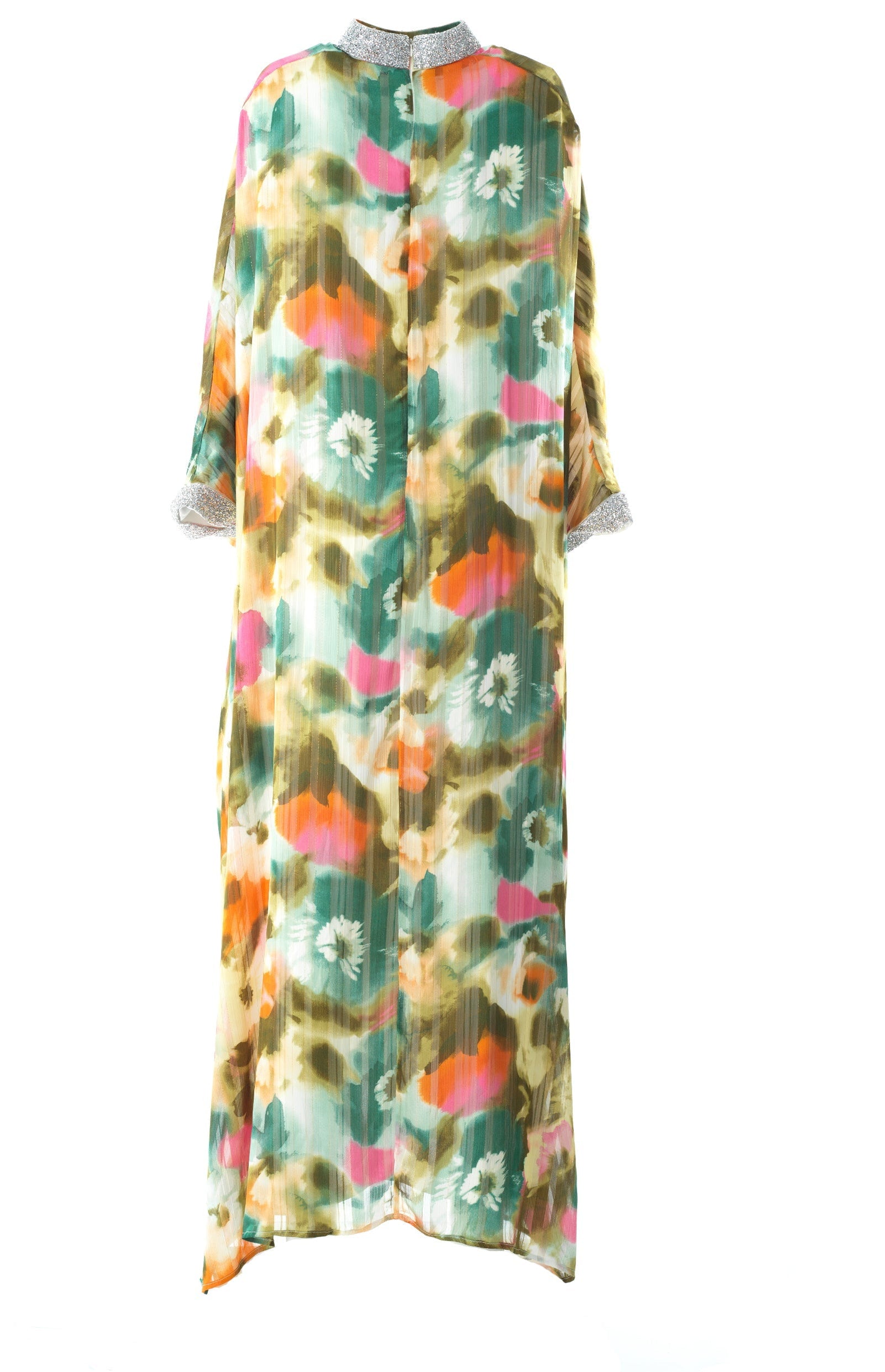 Zohra Olive tone silk chiffon shimmer kaftan abaya Kabayare