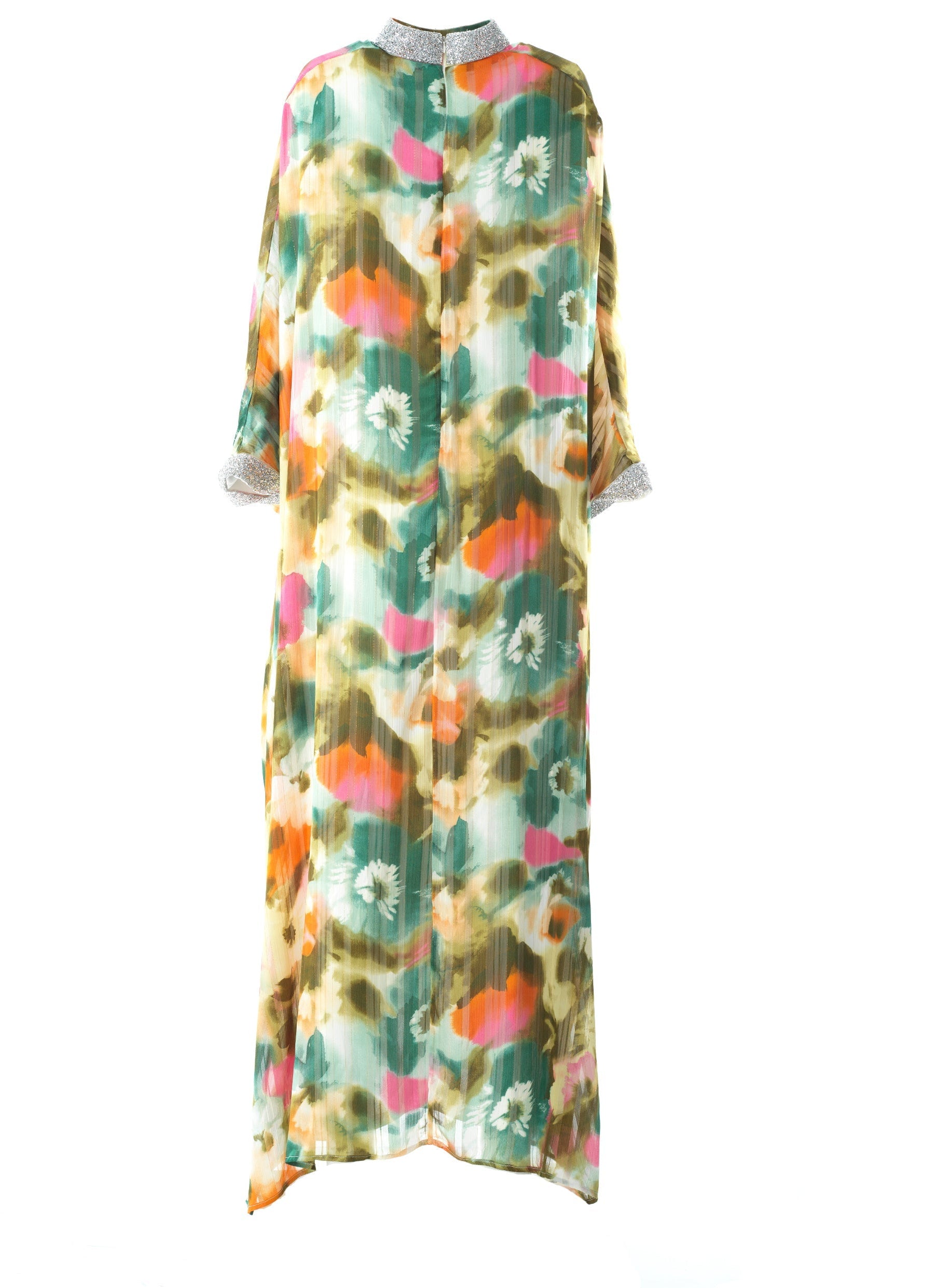 Zohra Olive tone silk chiffon shimmer kaftan abaya Kabayare