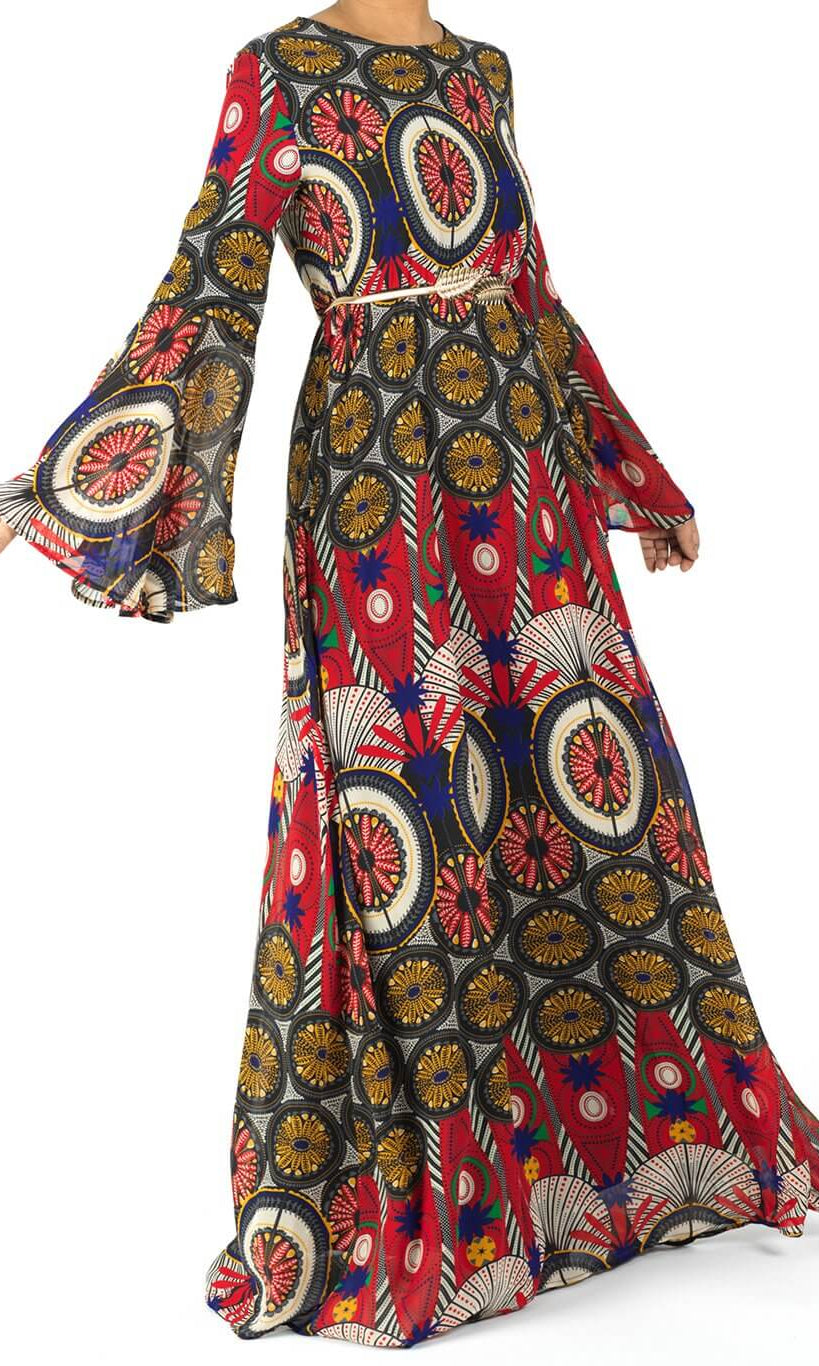 Ankara print Bell sleeve maxi dress Kabayare