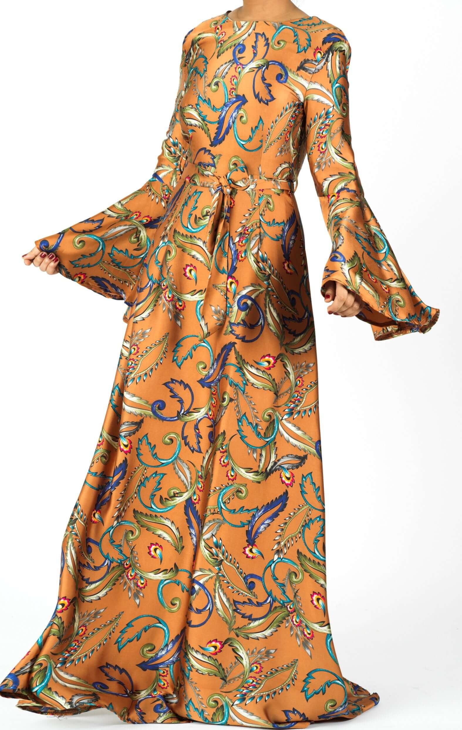 Apple Cider Penelope Bell sleeve Maxi dress Kabayare
