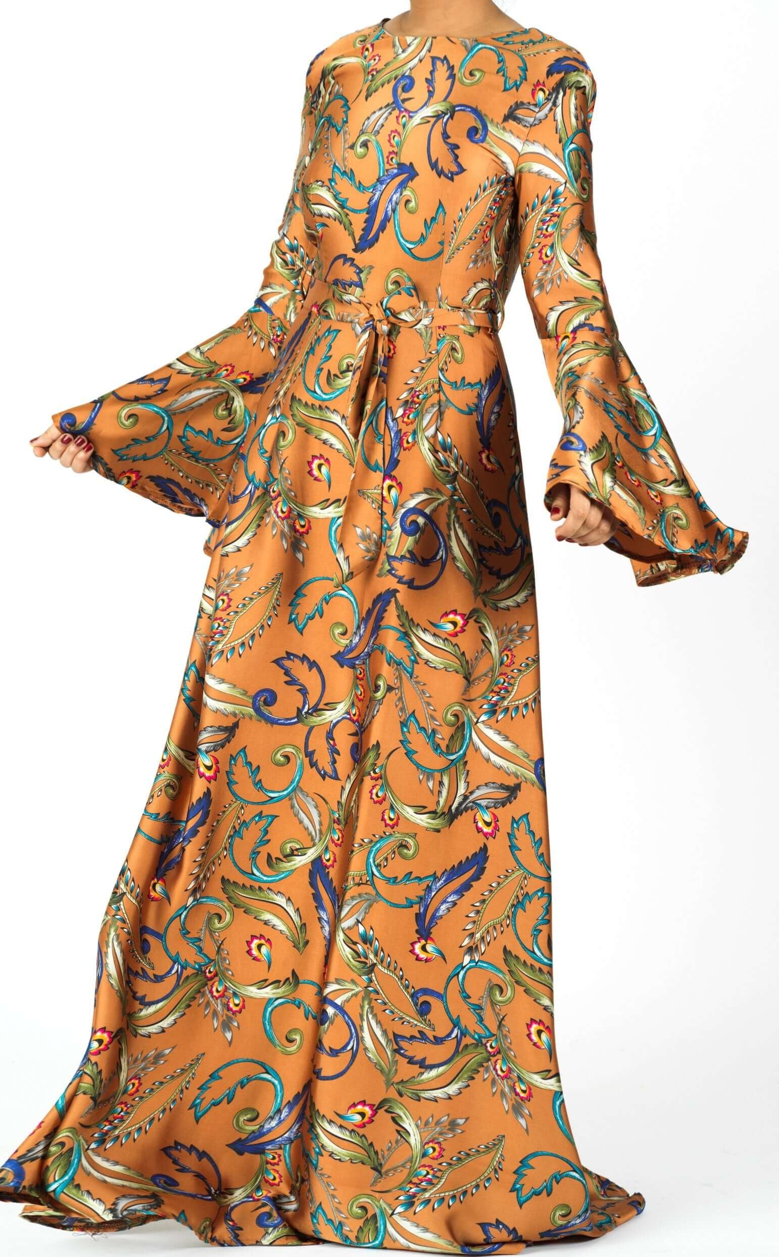 Apple Cider Penelope Bell sleeve Maxi dress Kabayare
