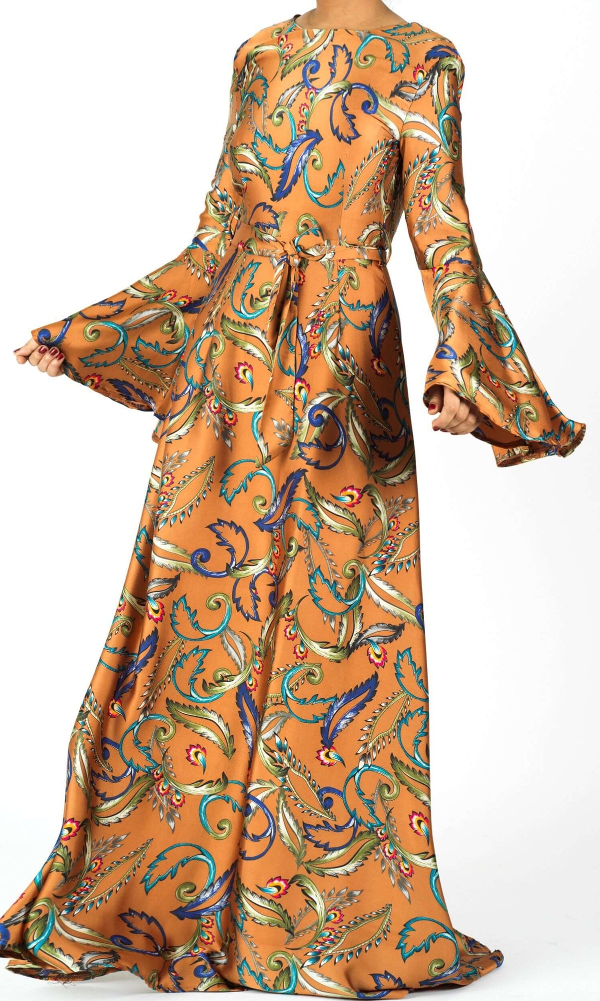 Apple Cider Penelope Bell sleeve Maxi dress Kabayare