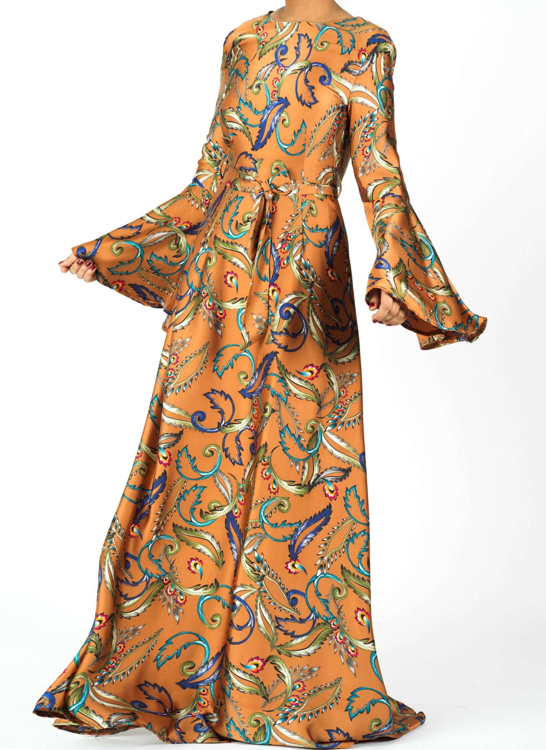 Apple Cider Penelope Bell sleeve Maxi dress Kabayare