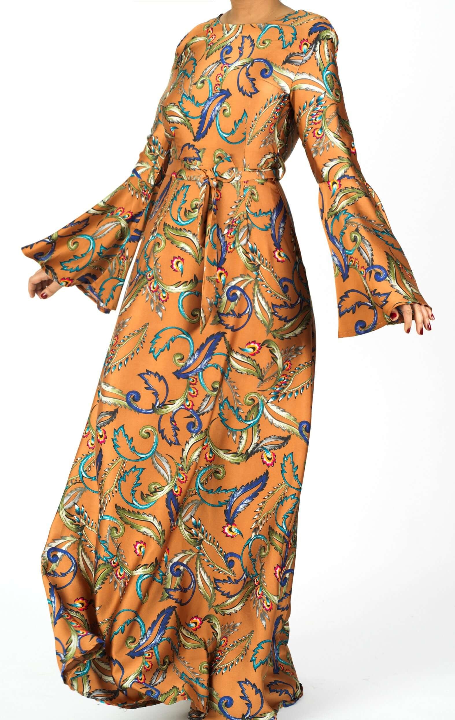 Apple Cider Penelope Bell sleeve Maxi dress Kabayare
