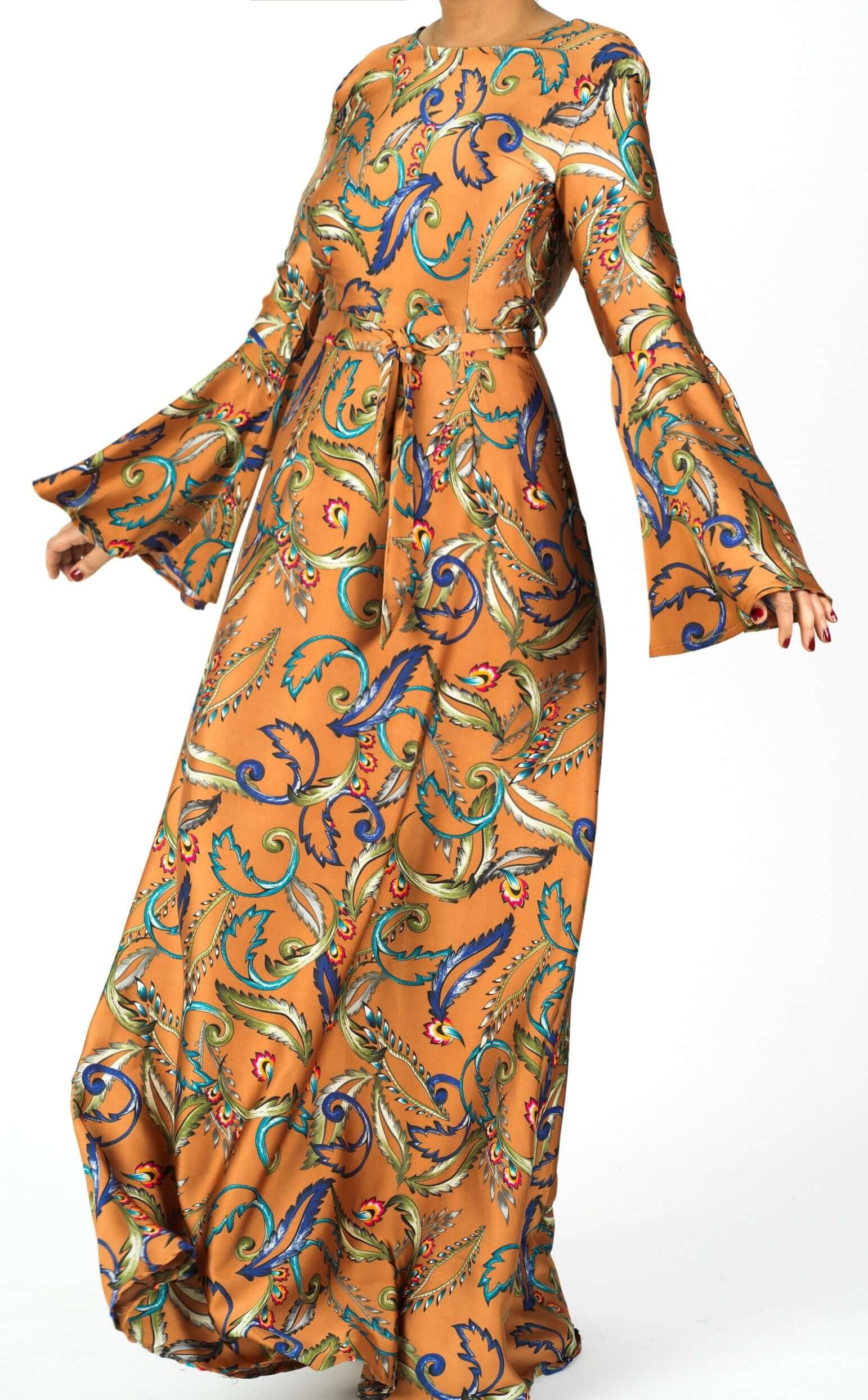 Apple Cider Penelope Bell sleeve Maxi dress Kabayare