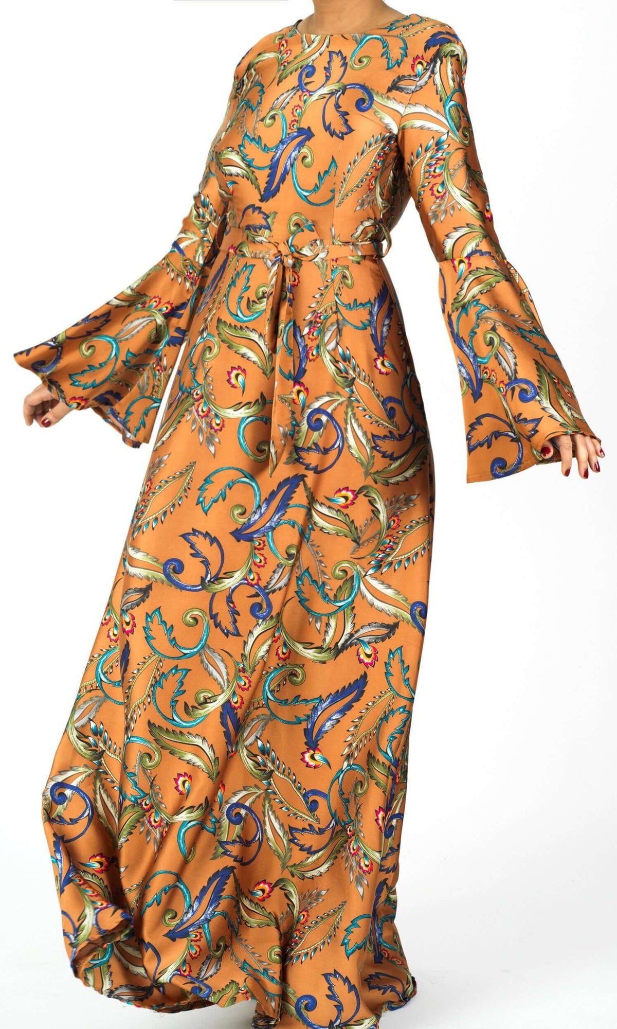 Apple Cider Penelope Bell sleeve Maxi dress Kabayare