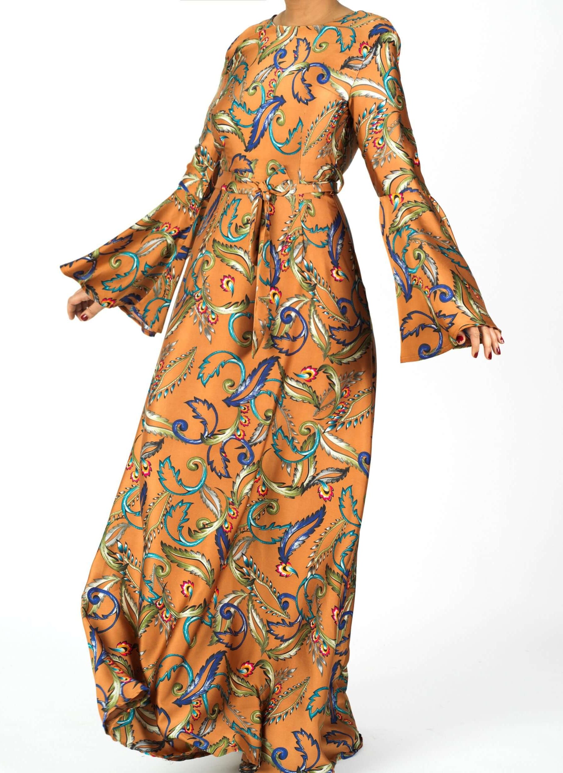 Apple Cider Penelope Bell sleeve Maxi dress Kabayare