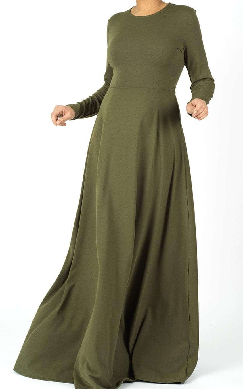 Army Green A-line Modest Maxi dress Kabayare