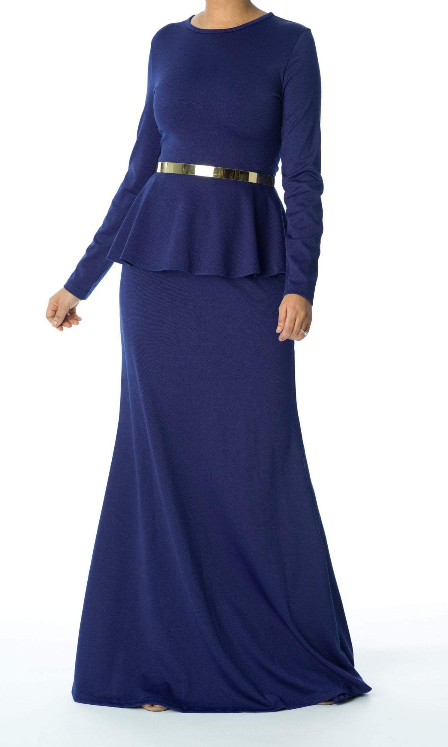 Army Green Long Sleeve Peplum Maxi Dress Kabayare