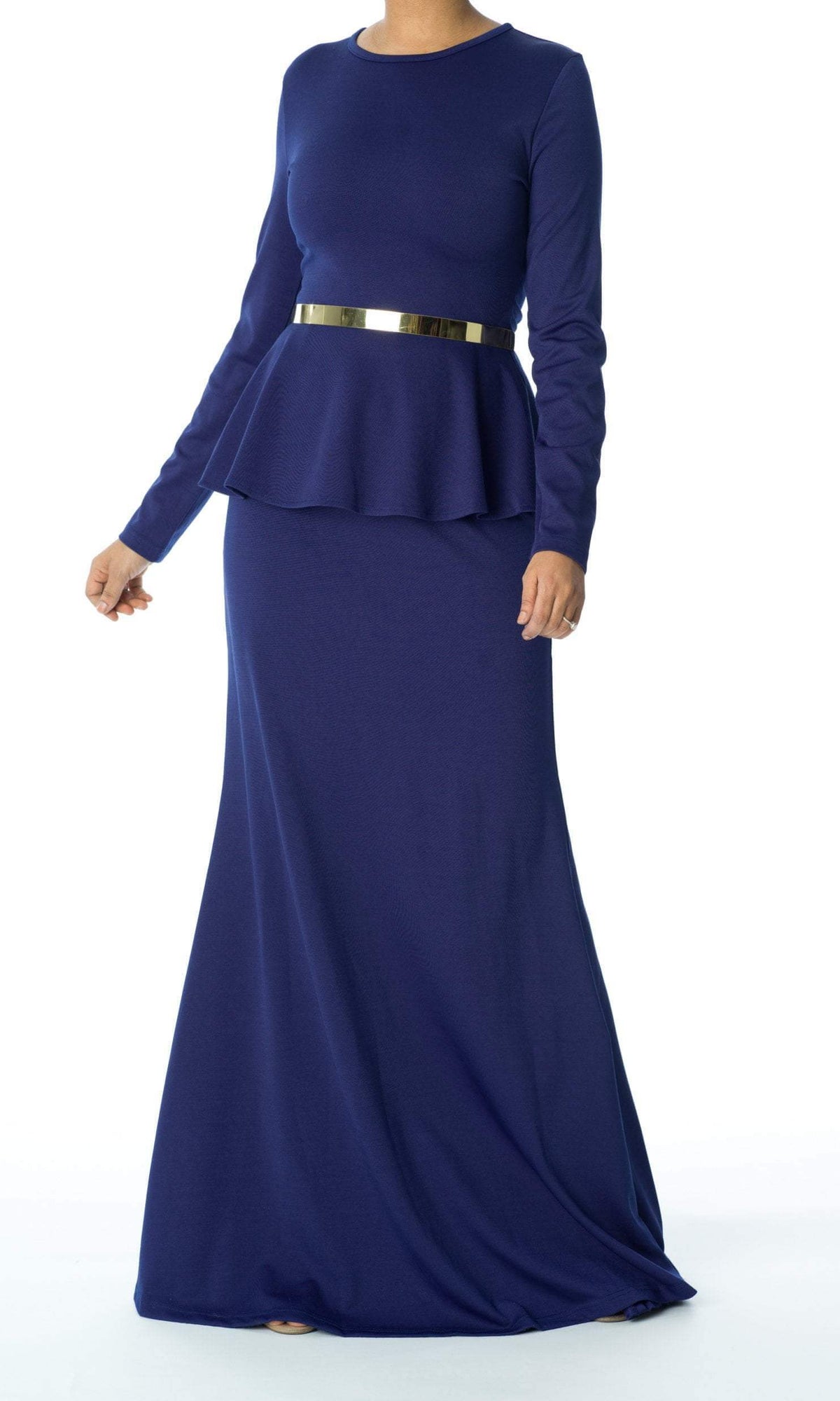 Army Green Long Sleeve Peplum Maxi Dress Kabayare