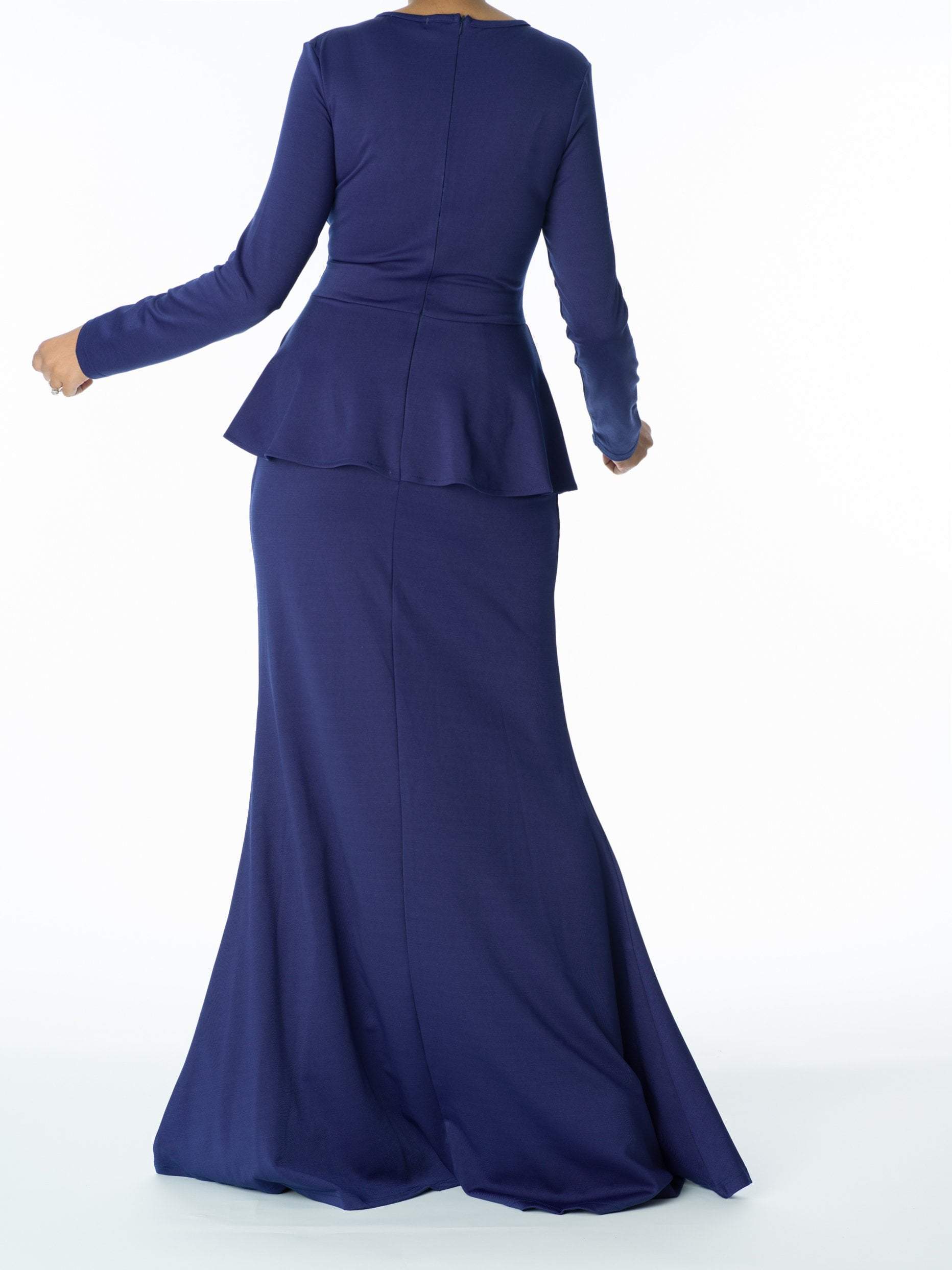 Army Green Long Sleeve Peplum Maxi Dress Kabayare