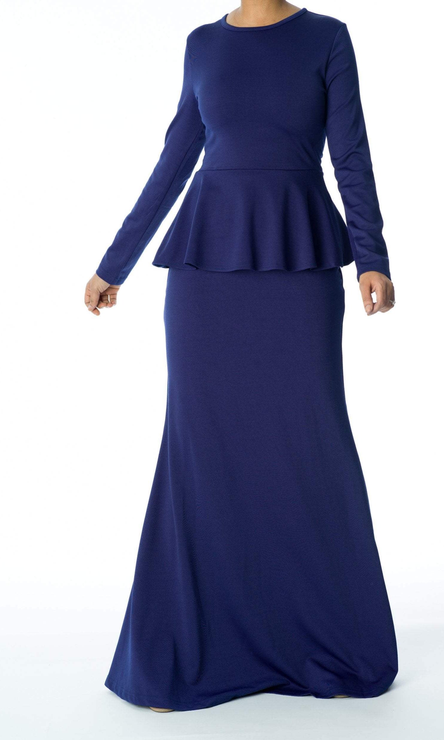 Army Green Long Sleeve Peplum Maxi Dress Kabayare