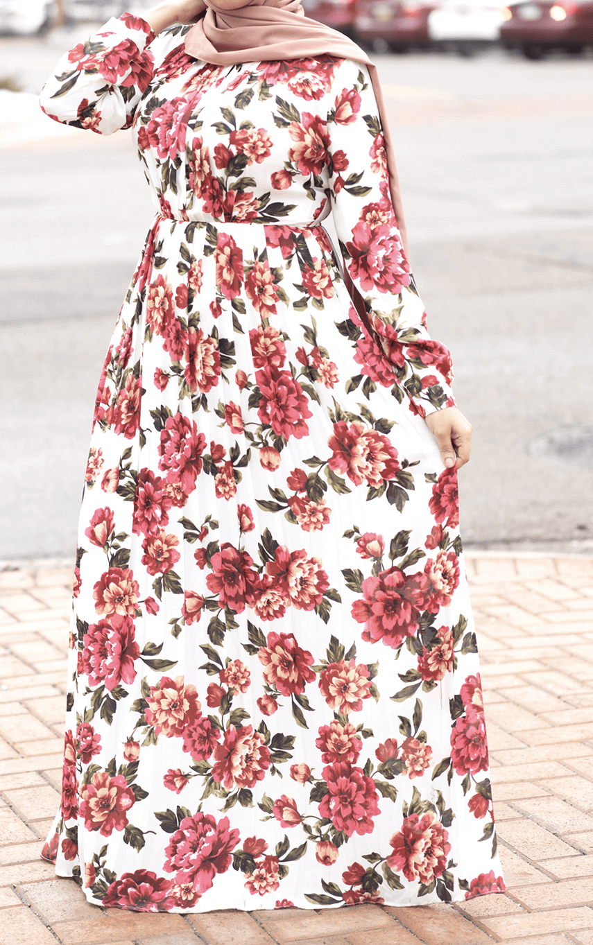 Asma Pleated Floral Maxi dress Kabayare
