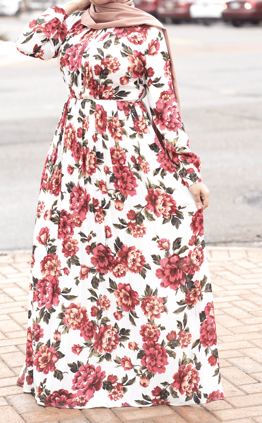 Asma Pleated Floral Maxi dress Kabayare