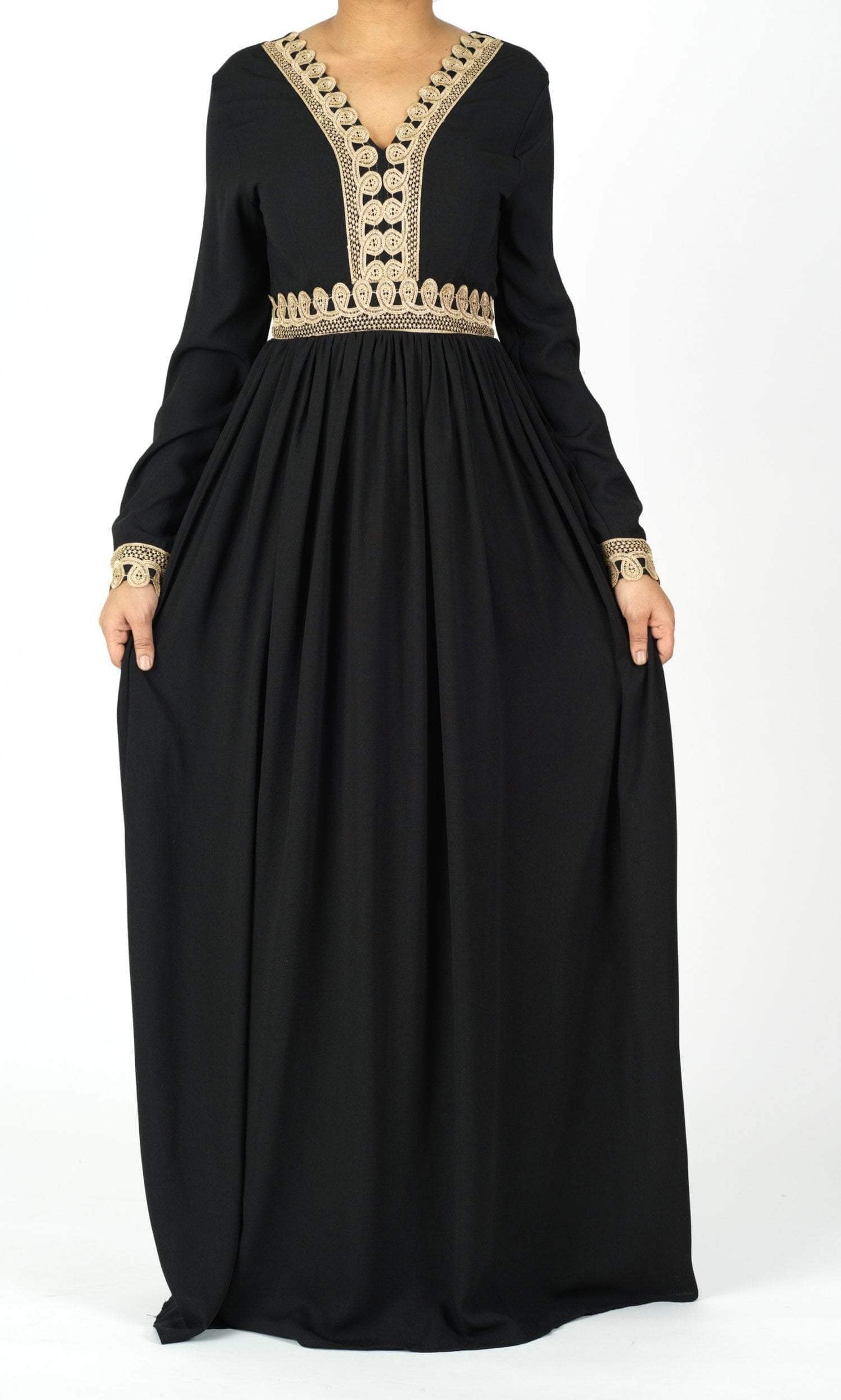 Aurelia Gold detail chiffon dress Kabayare