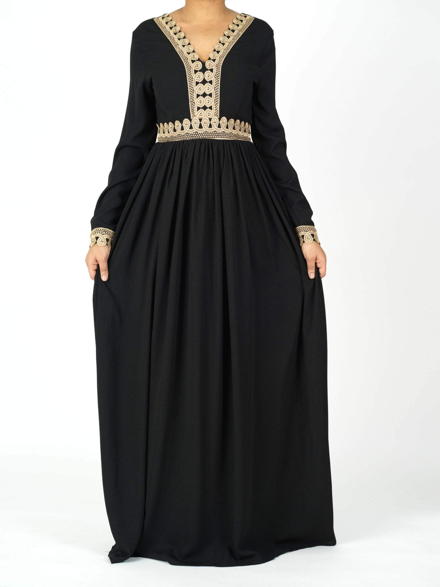 Aurelia Gold detail chiffon dress Kabayare