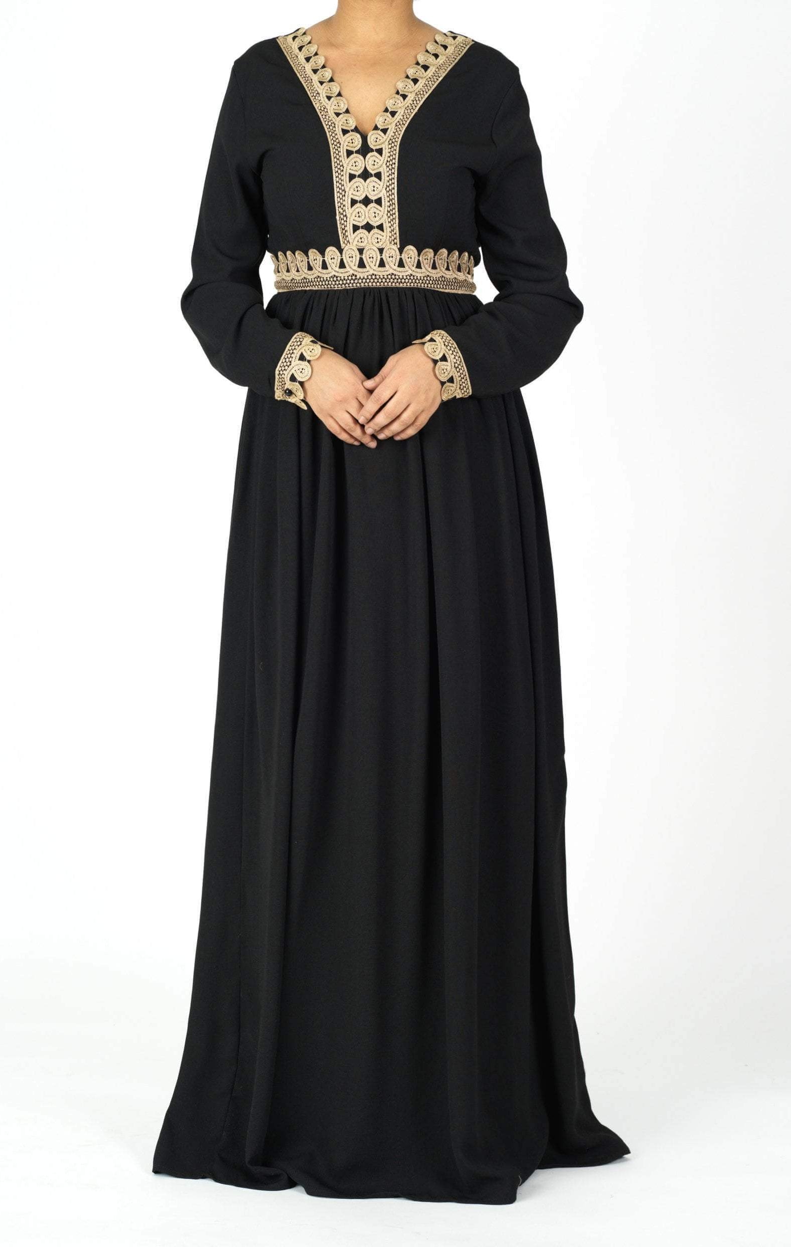 Aurelia Gold detail chiffon dress Kabayare