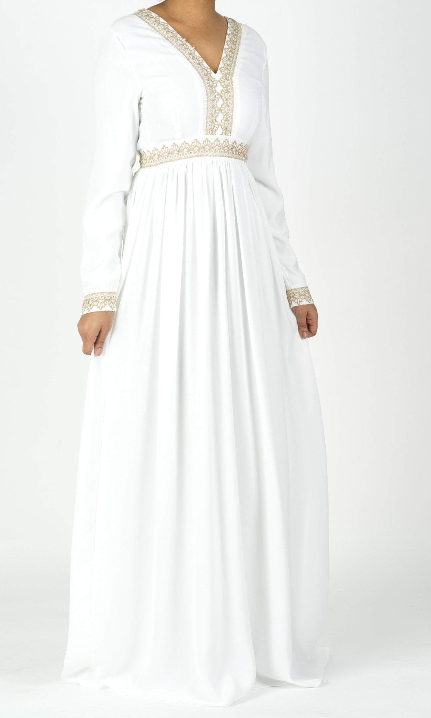 Aurelia Gold detail chiffon dress Kabayare