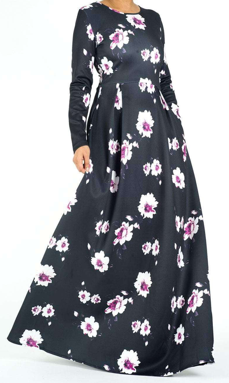 Azalea print long sleeve Flare maxi dress Kabayare