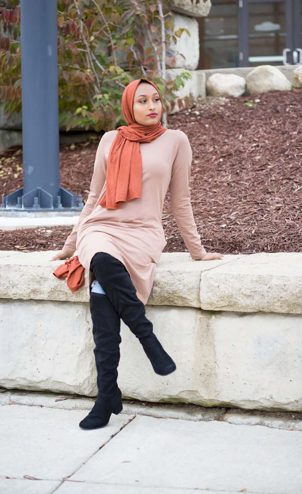 Basic Long sleeve cotton Midi top Kabayare