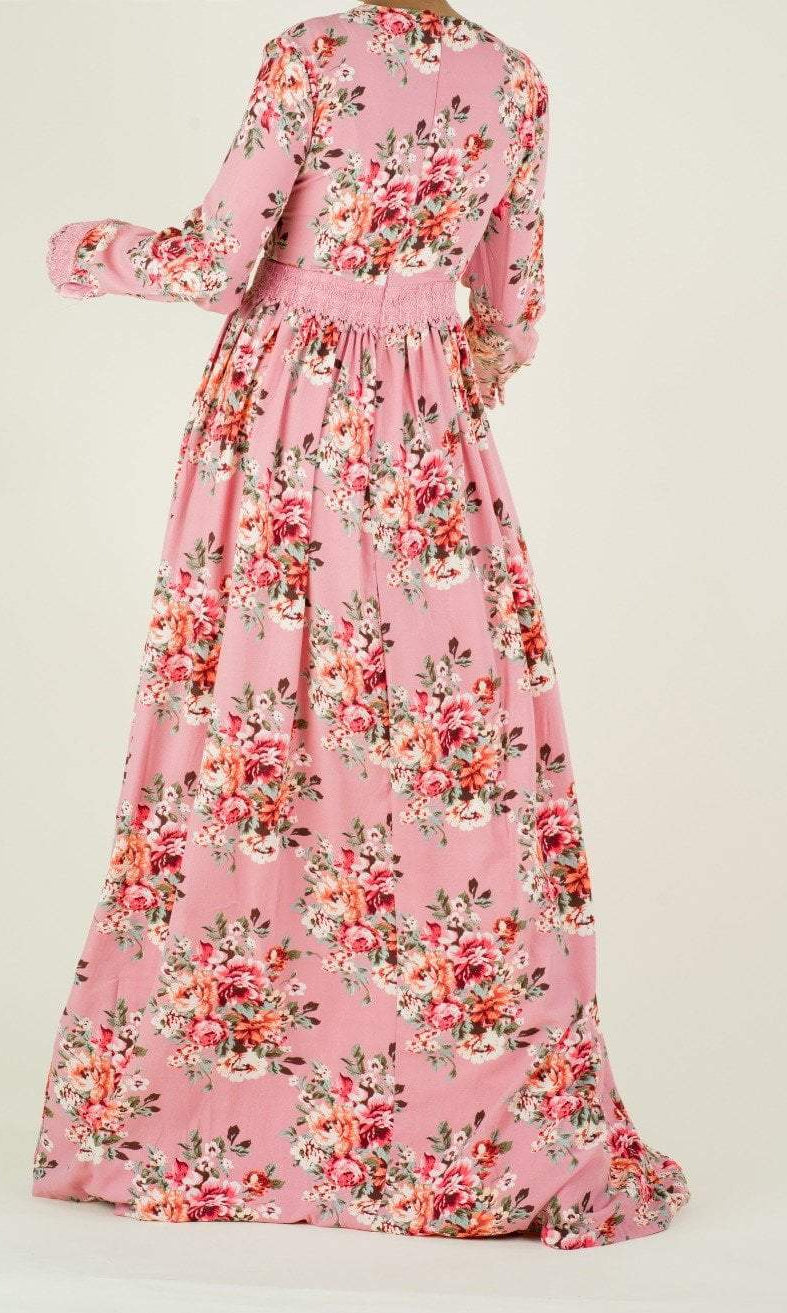 Begonia Print Lace-Up Maxi Dress Kabayare