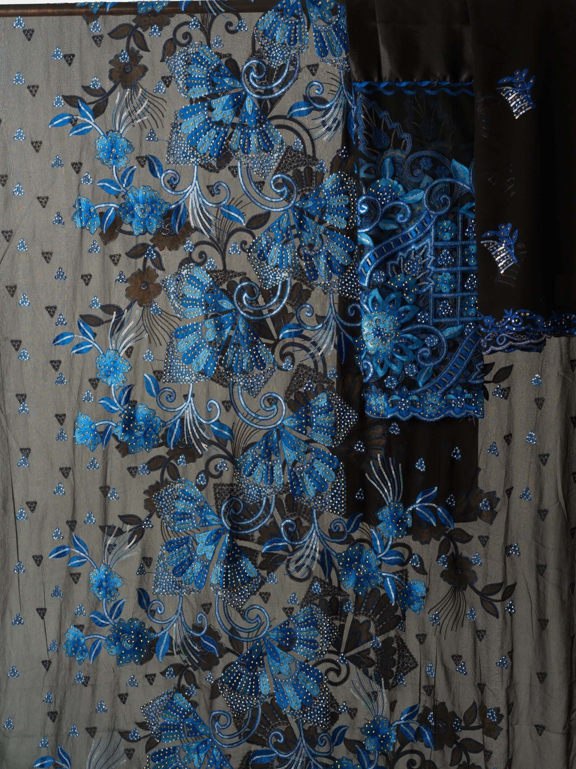 Black and Blue saree Dirac set Kabayare