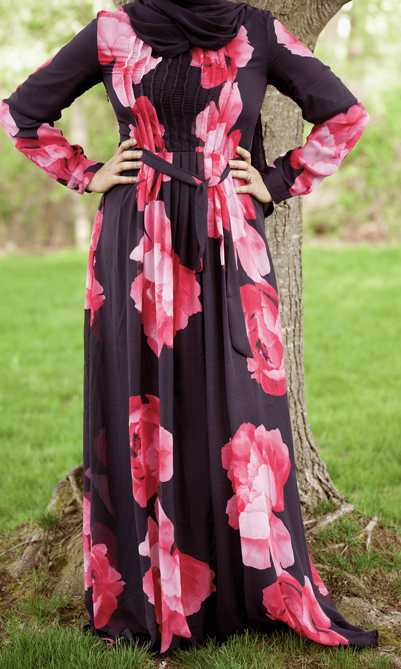 Black and red flower maxi dress Kabayare