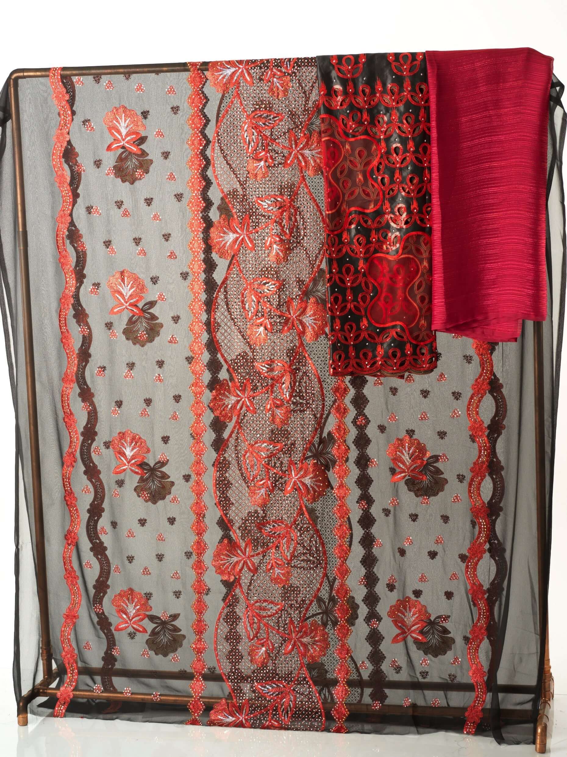 Black and Red saree Dirac set Kabayare