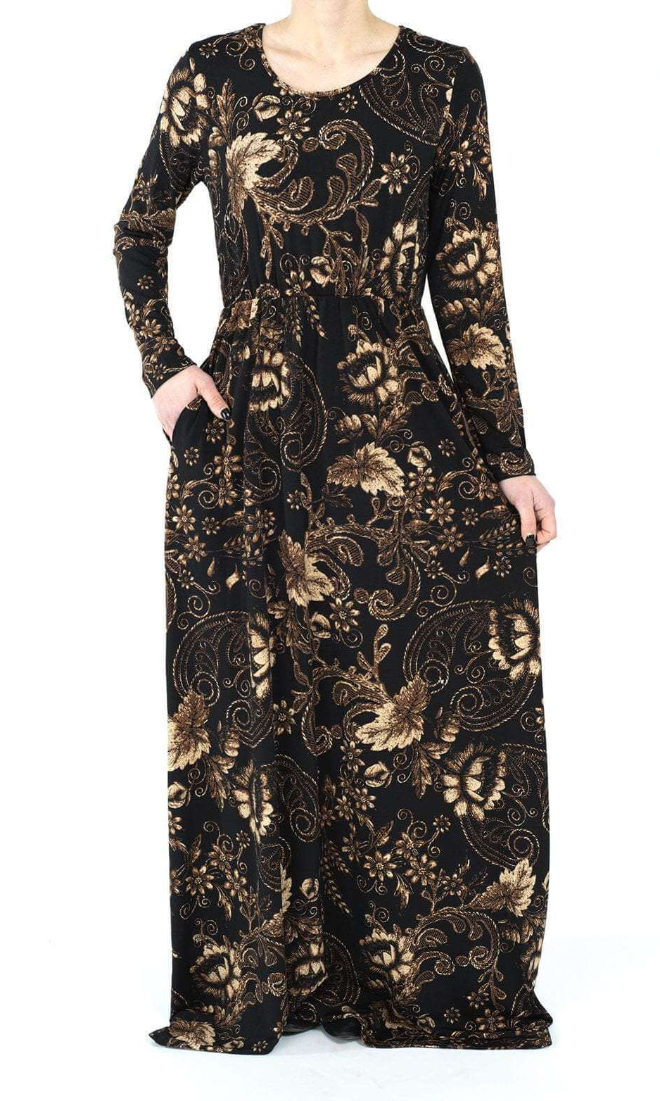 Black and Tan Print Dress Kabayare