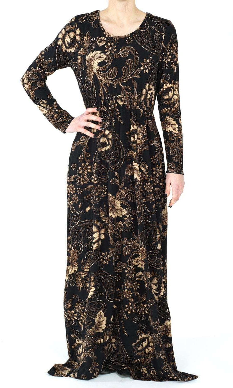Black and Tan Print Dress Kabayare