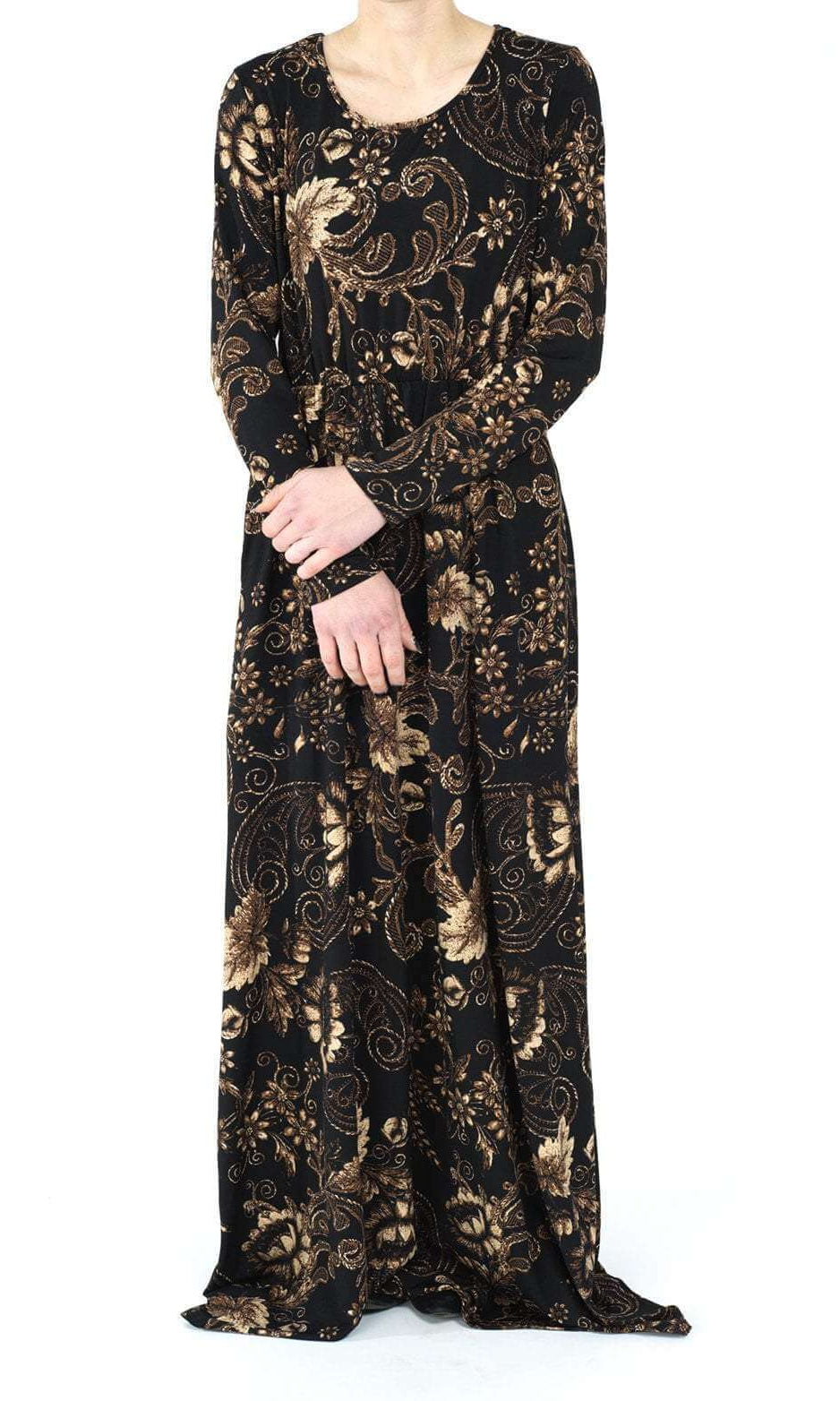 Black and Tan Print Dress Kabayare